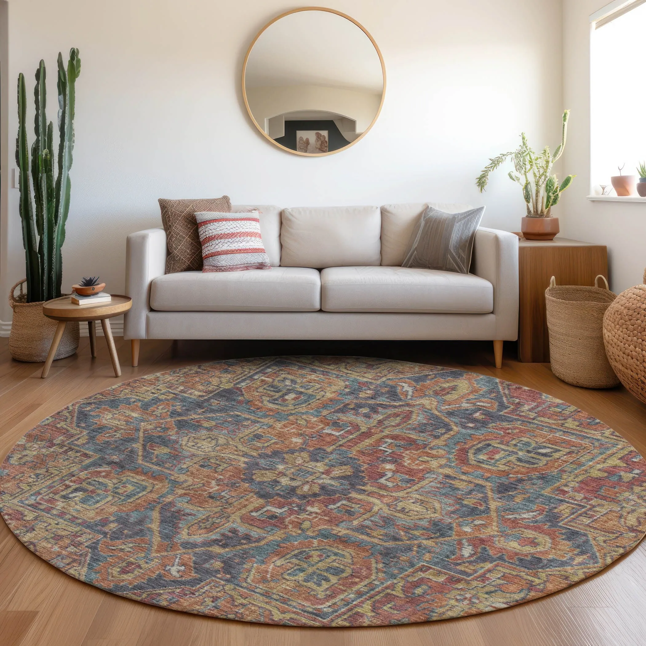 Machine Washable Indoor/ Outdoor Traditional Persian Chantille Rug