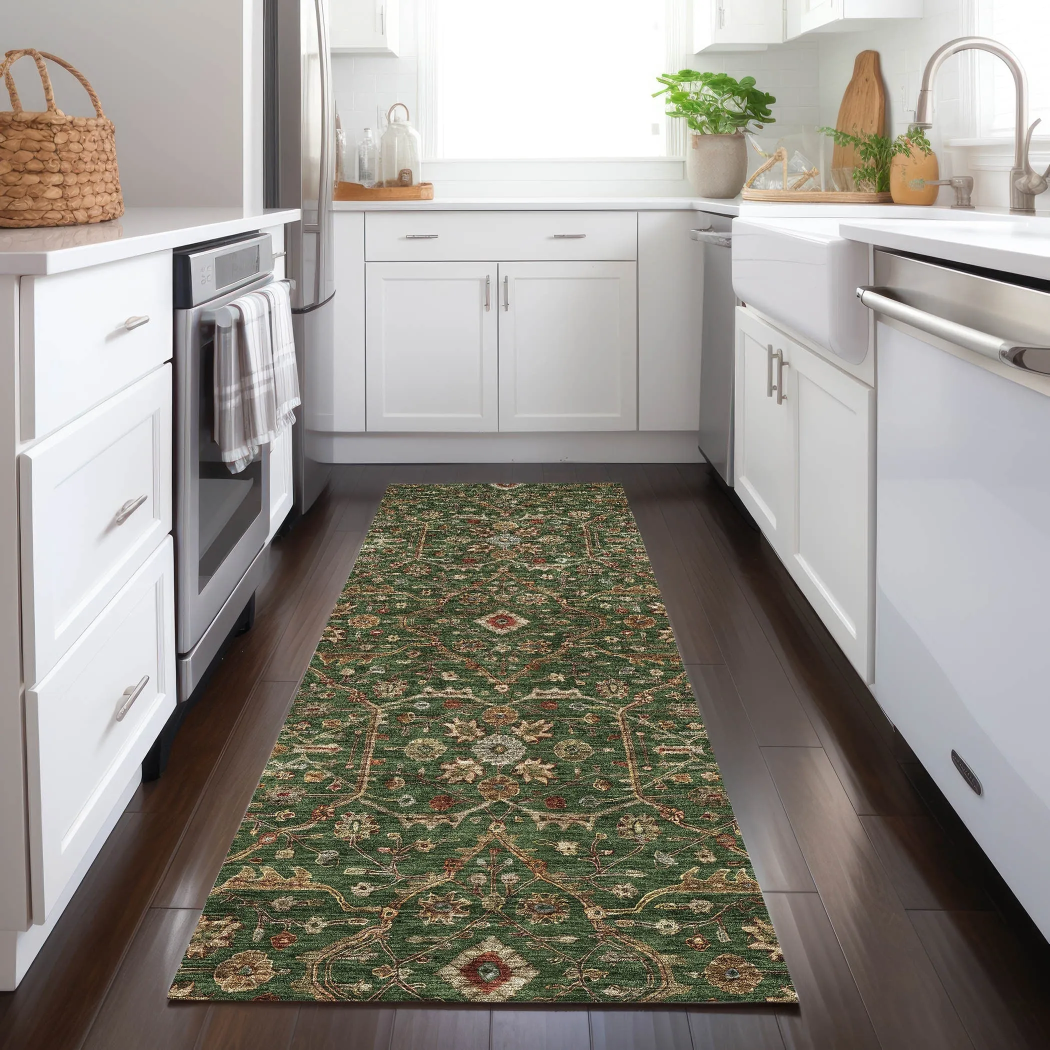 Machine Washable Indoor/ Outdoor Traditional Persian Chantille Rug