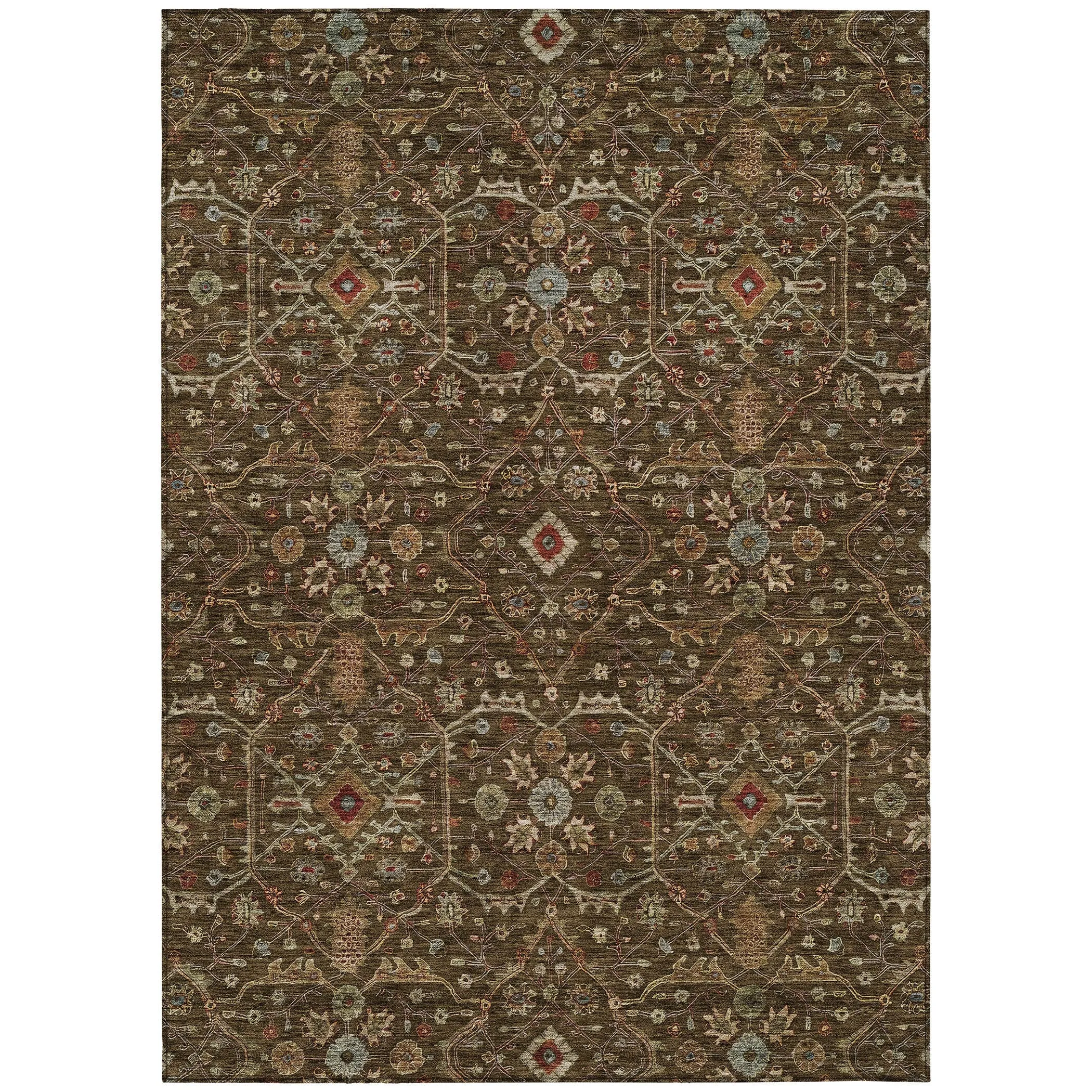 Machine Washable Indoor/ Outdoor Traditional Persian Chantille Rug