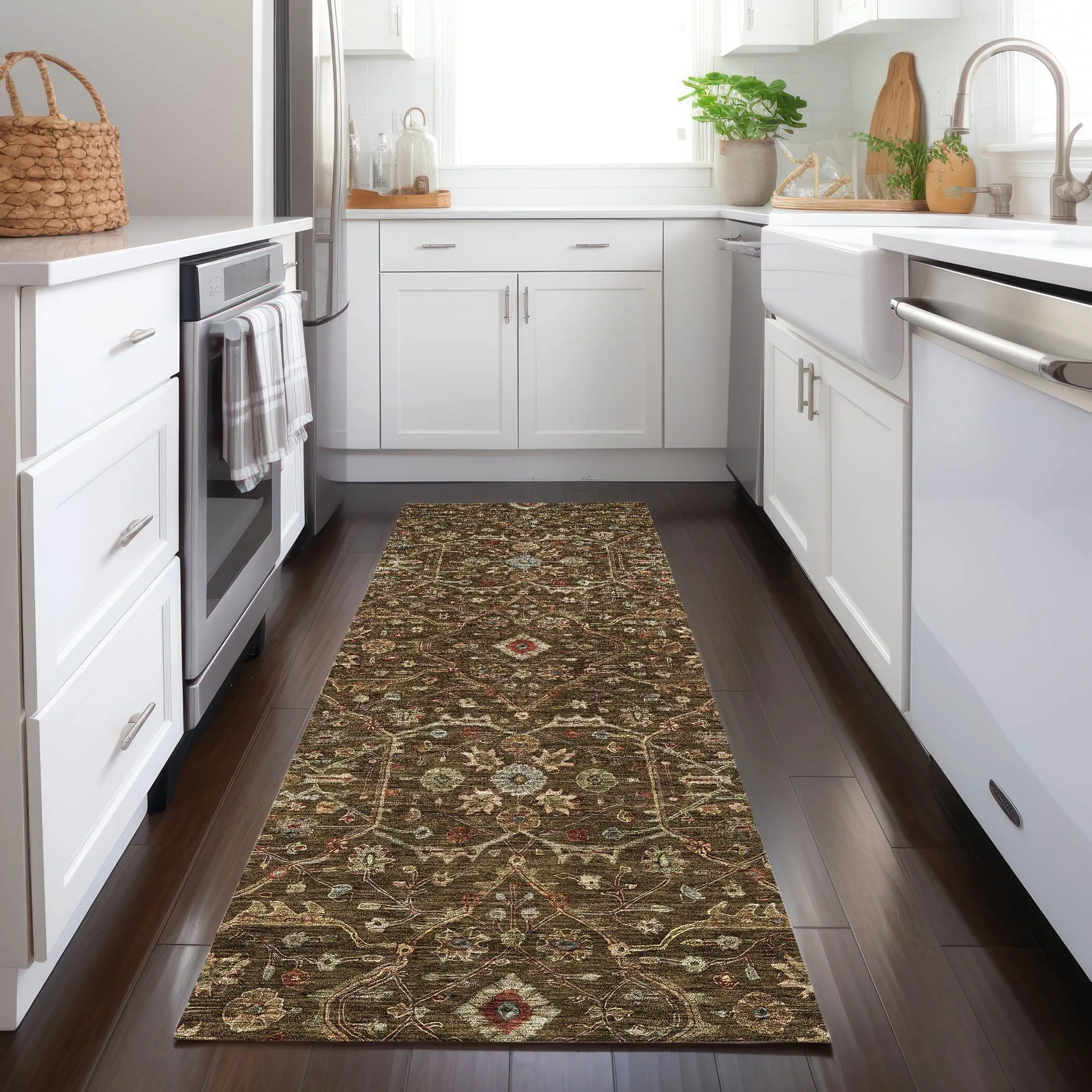 Machine Washable Indoor/ Outdoor Traditional Persian Chantille Rug