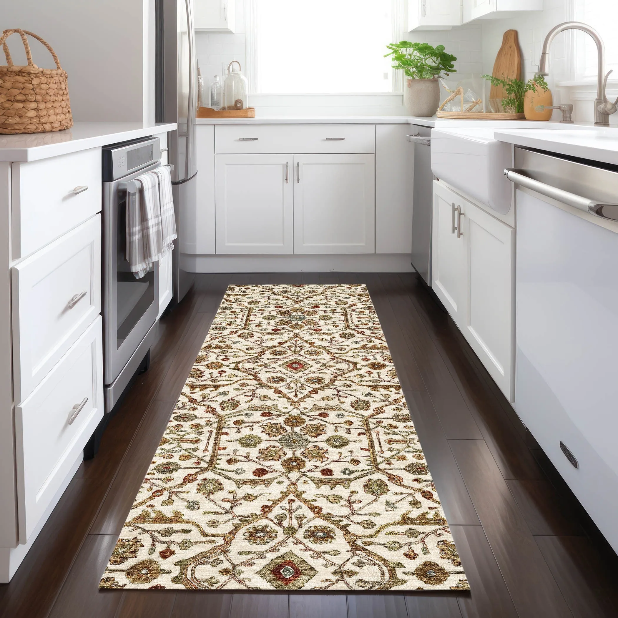Machine Washable Indoor/ Outdoor Traditional Persian Chantille Rug