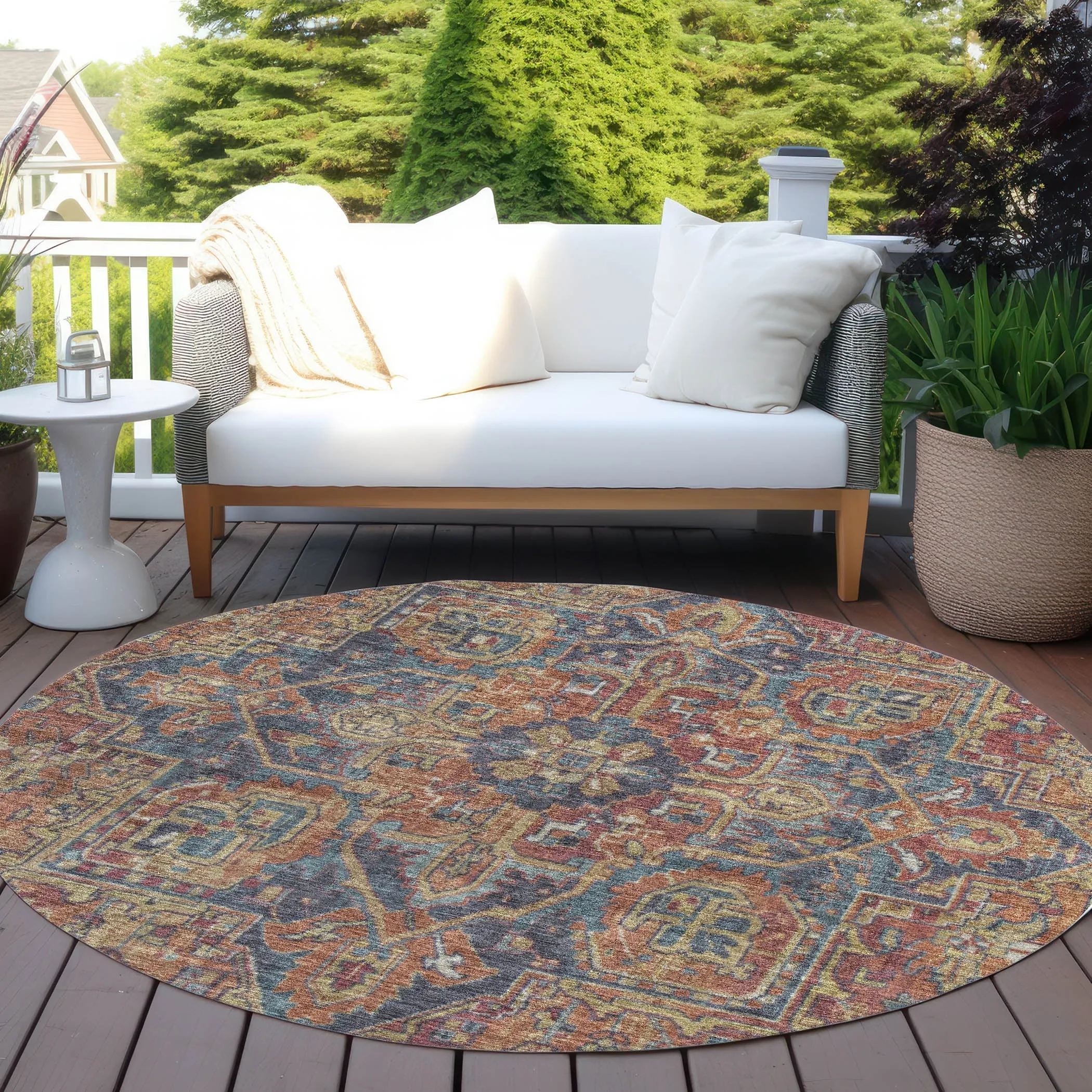 Machine Washable Indoor/ Outdoor Traditional Persian Chantille Rug
