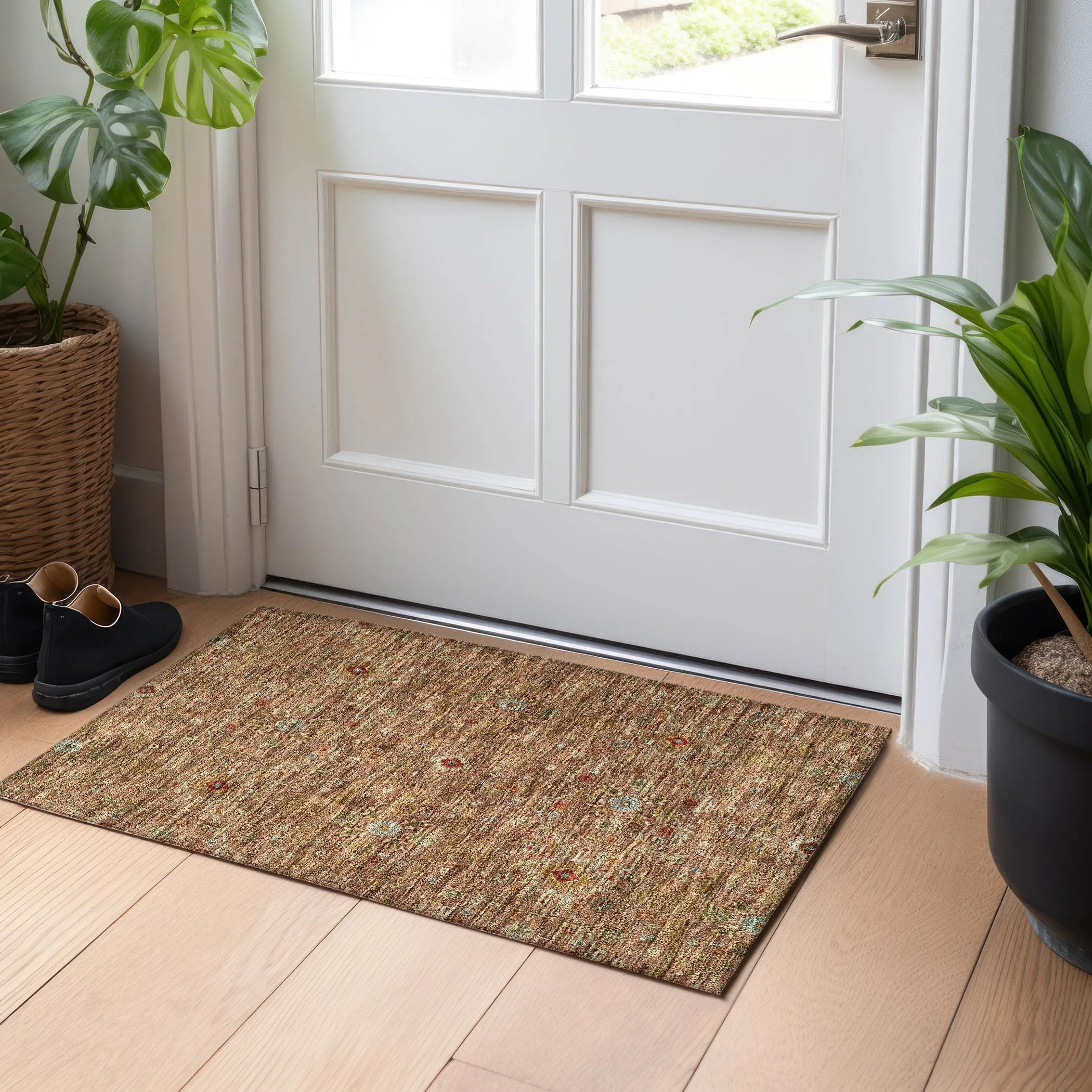 Machine Washable Indoor/ Outdoor Traditional Persian Chantille Rug