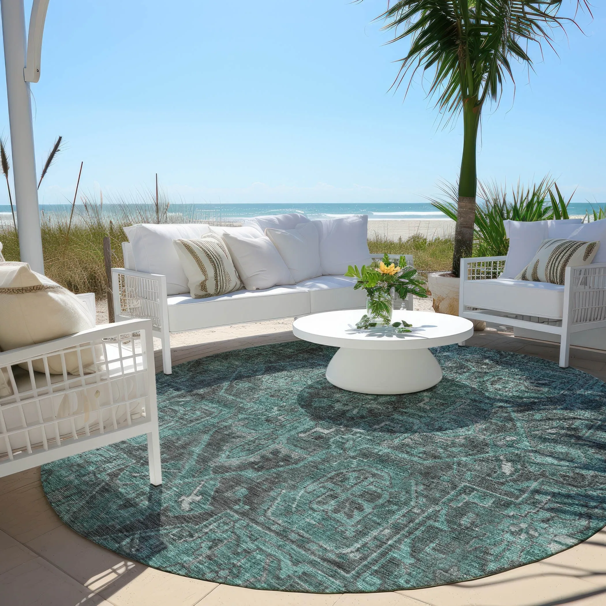 Machine Washable Indoor/ Outdoor Traditional Persian Chantille Rug