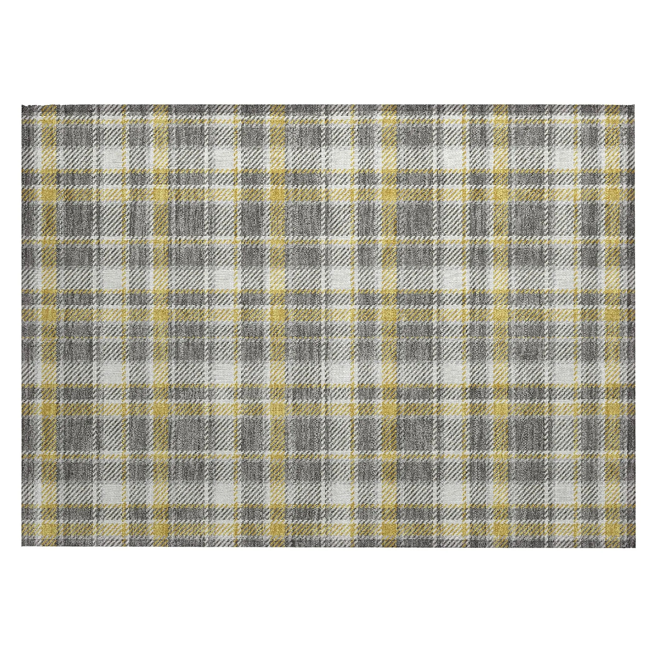 Machine Washable Indoor/ Outdoor Traditional Plaid Chantille Rug