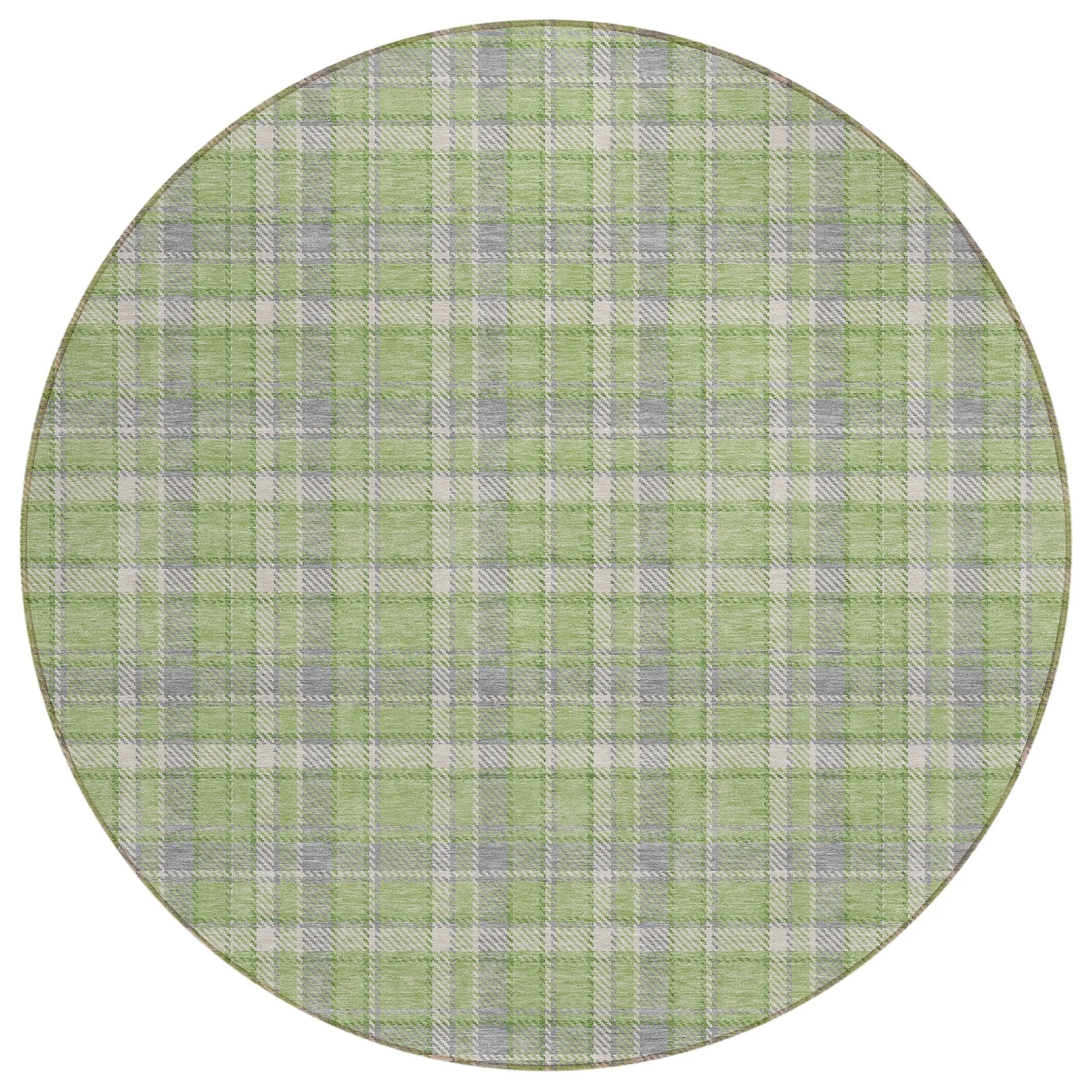 Machine Washable Indoor/ Outdoor Traditional Plaid Chantille Rug