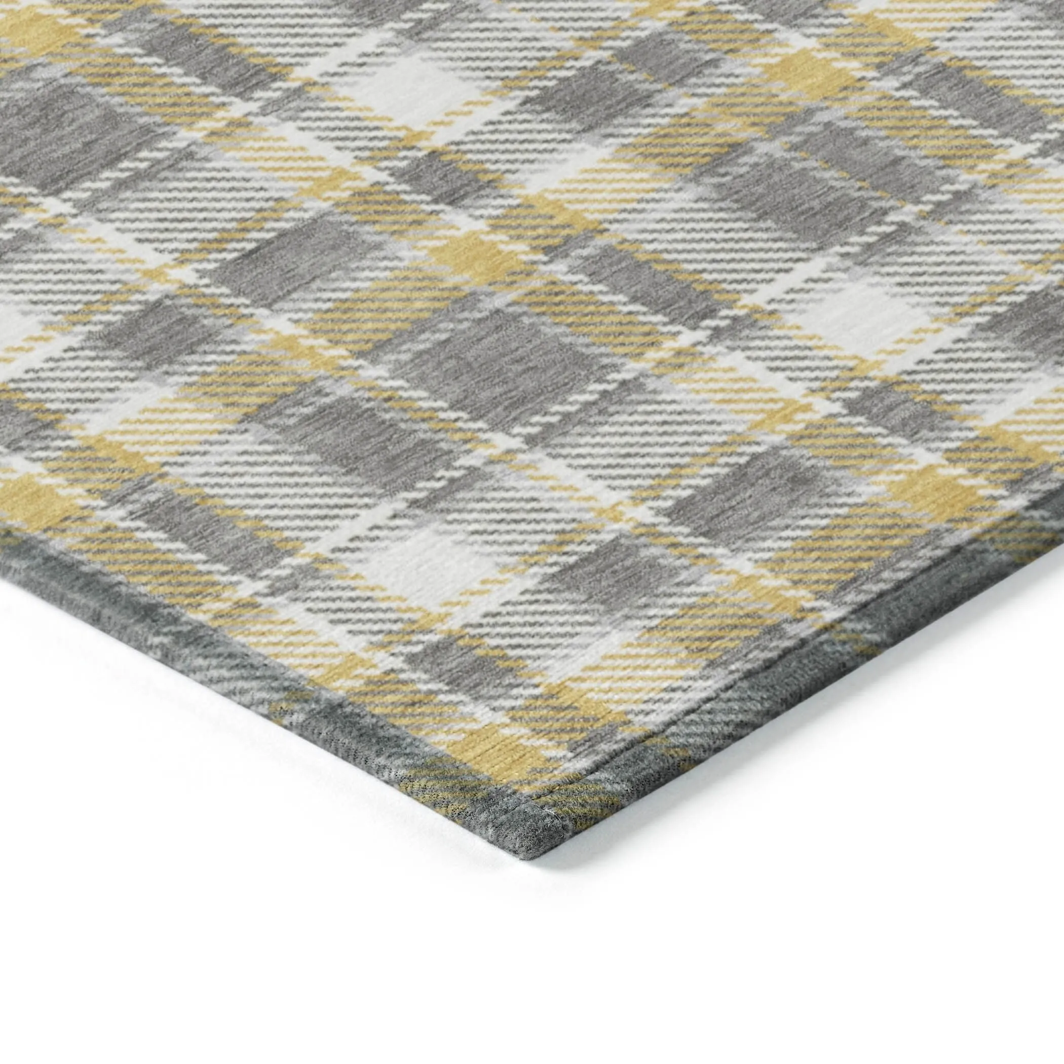 Machine Washable Indoor/ Outdoor Traditional Plaid Chantille Rug