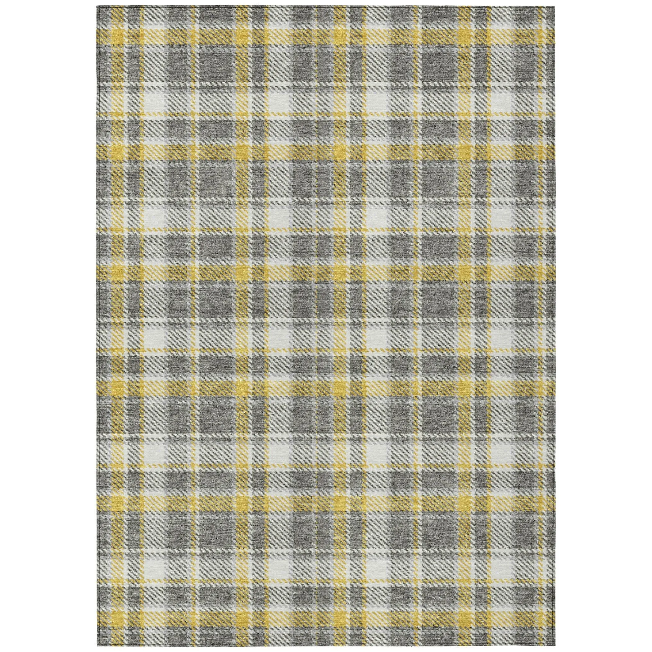 Machine Washable Indoor/ Outdoor Traditional Plaid Chantille Rug