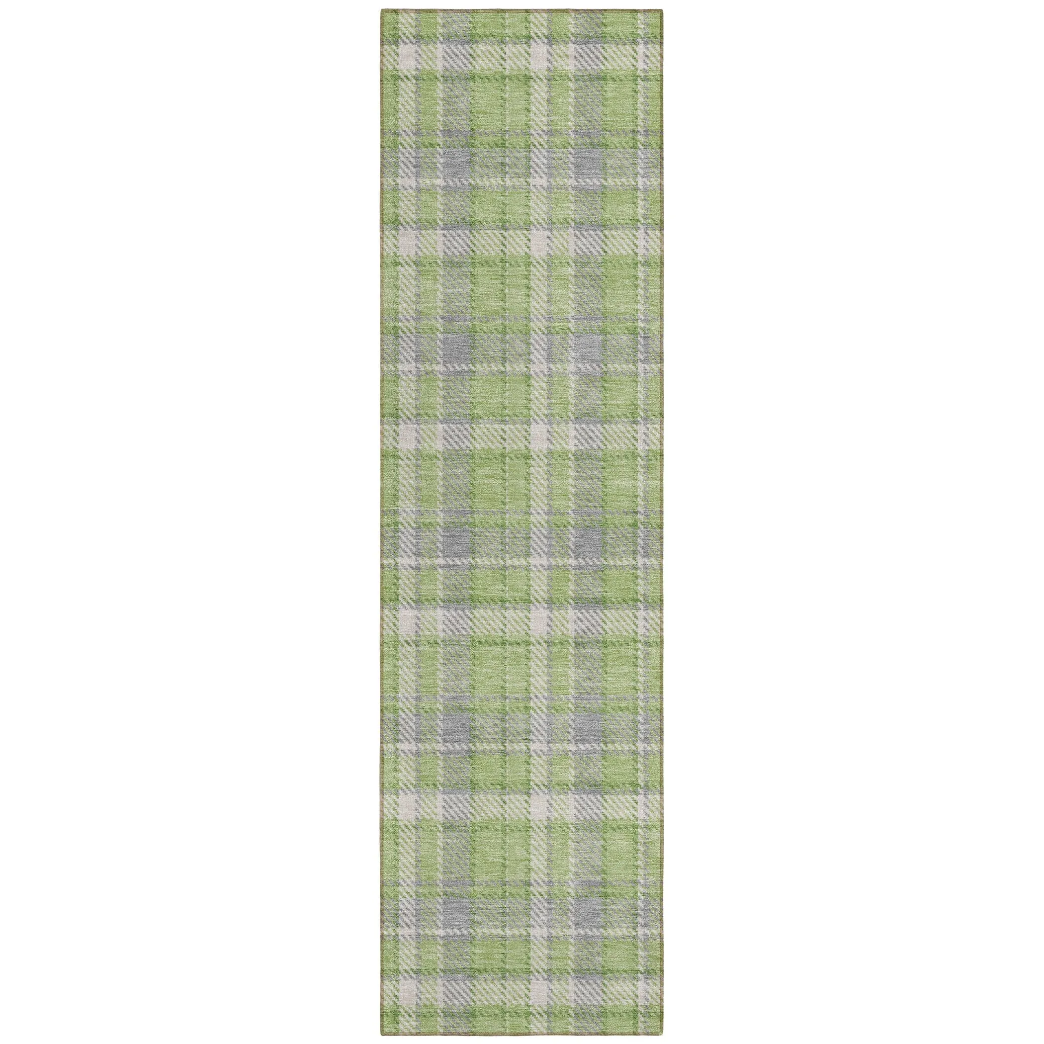 Machine Washable Indoor/ Outdoor Traditional Plaid Chantille Rug
