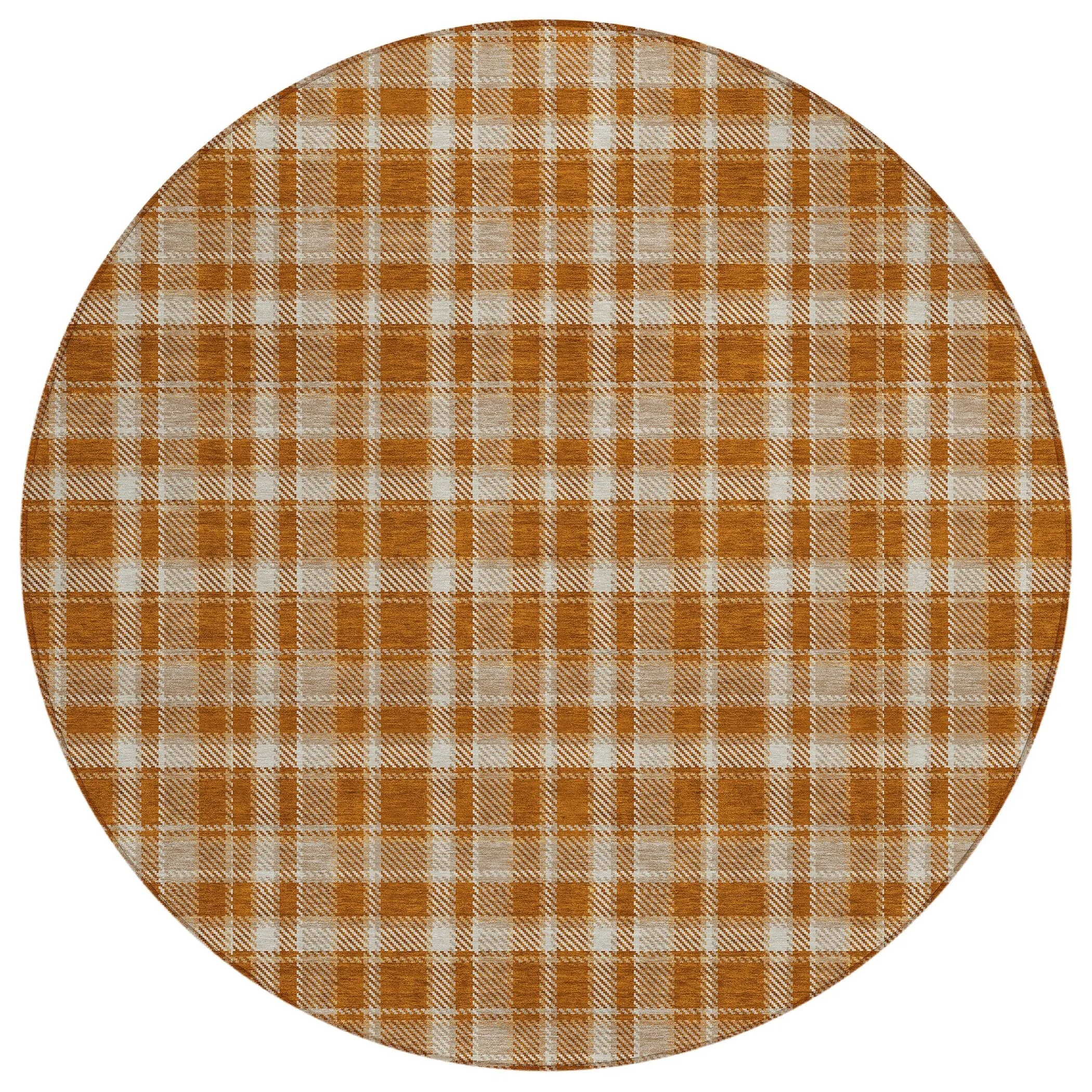 Machine Washable Indoor/ Outdoor Traditional Plaid Chantille Rug