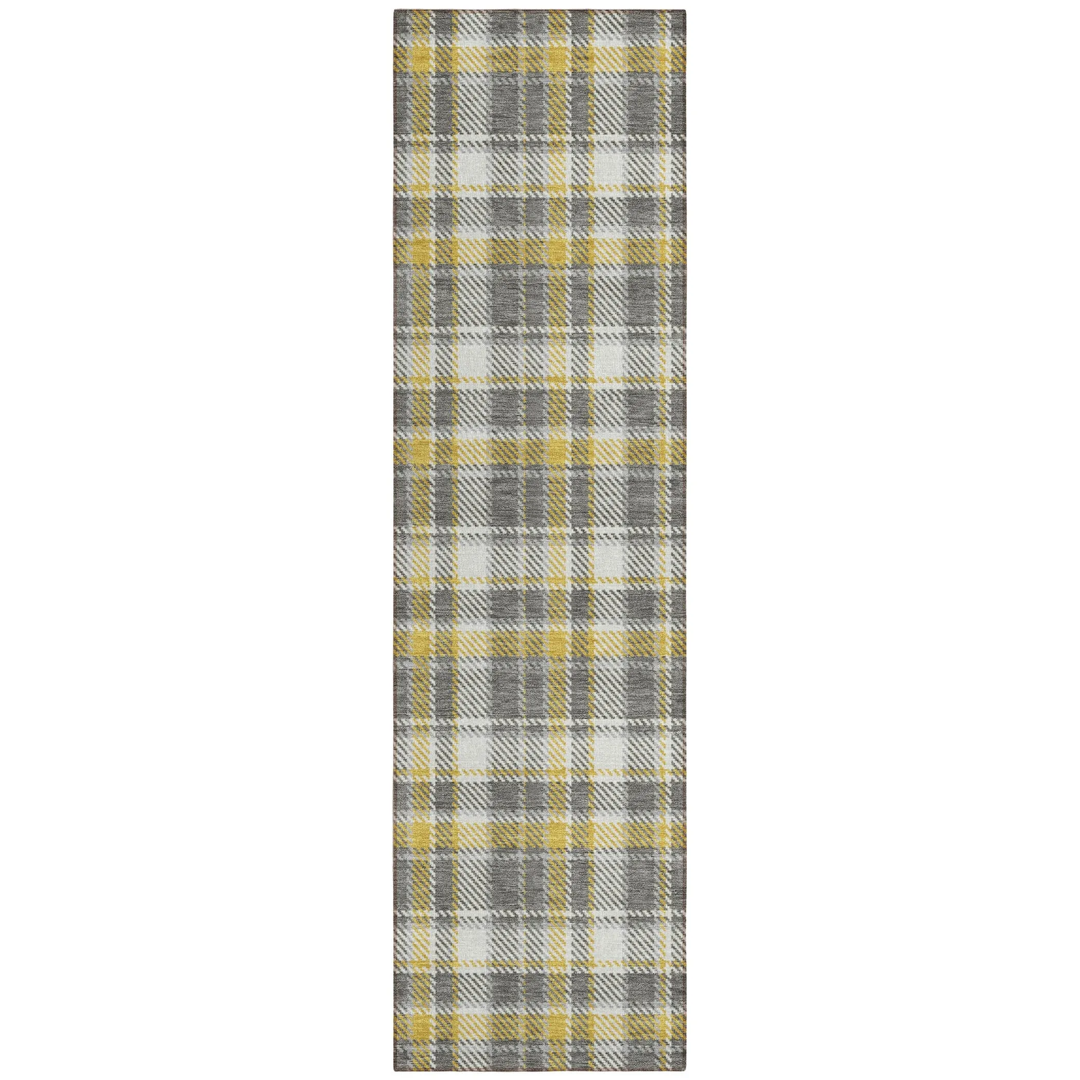 Machine Washable Indoor/ Outdoor Traditional Plaid Chantille Rug
