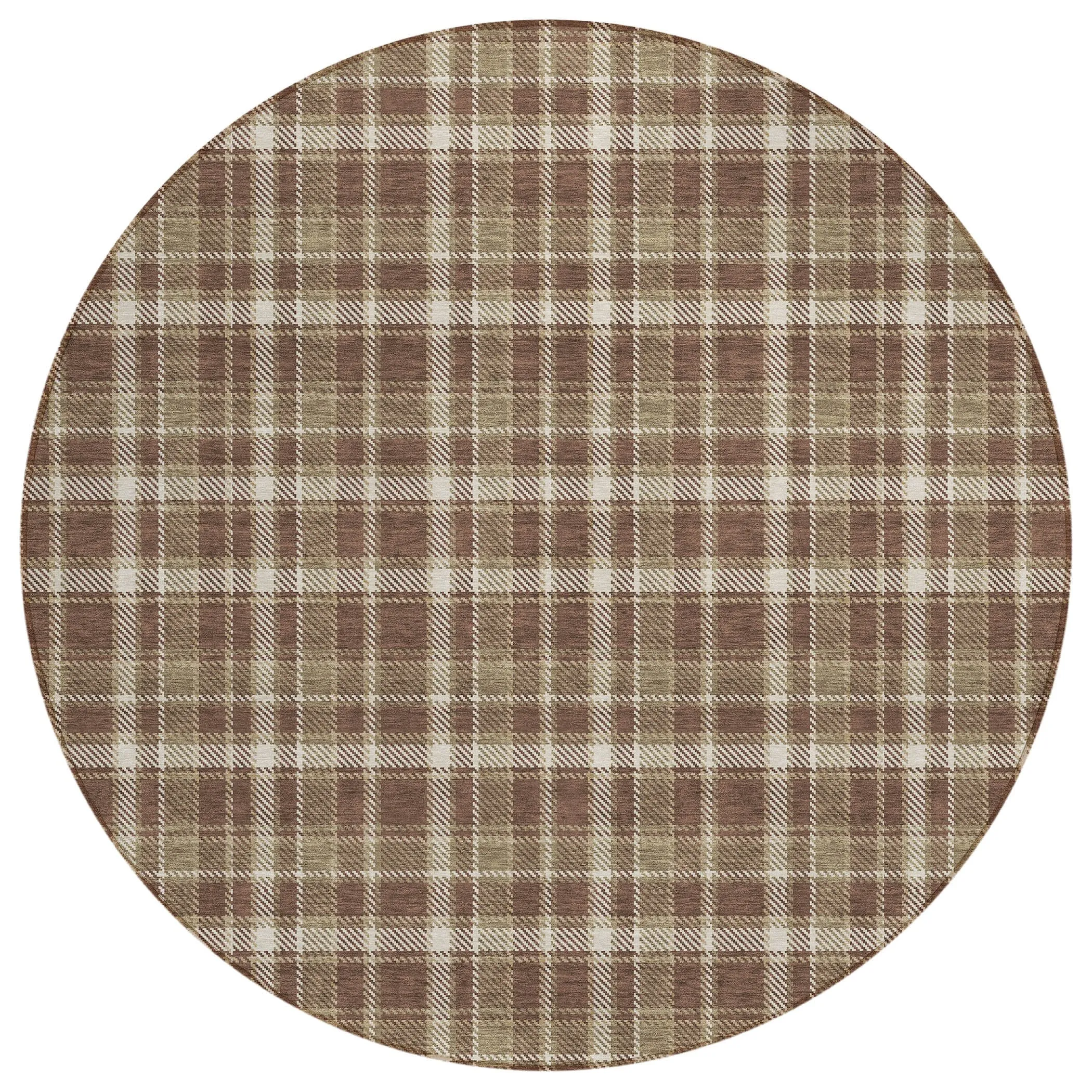 Machine Washable Indoor/ Outdoor Traditional Plaid Chantille Rug
