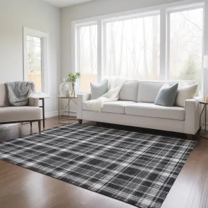 Machine Washable Indoor/ Outdoor Traditional Plaid Chantille Rug