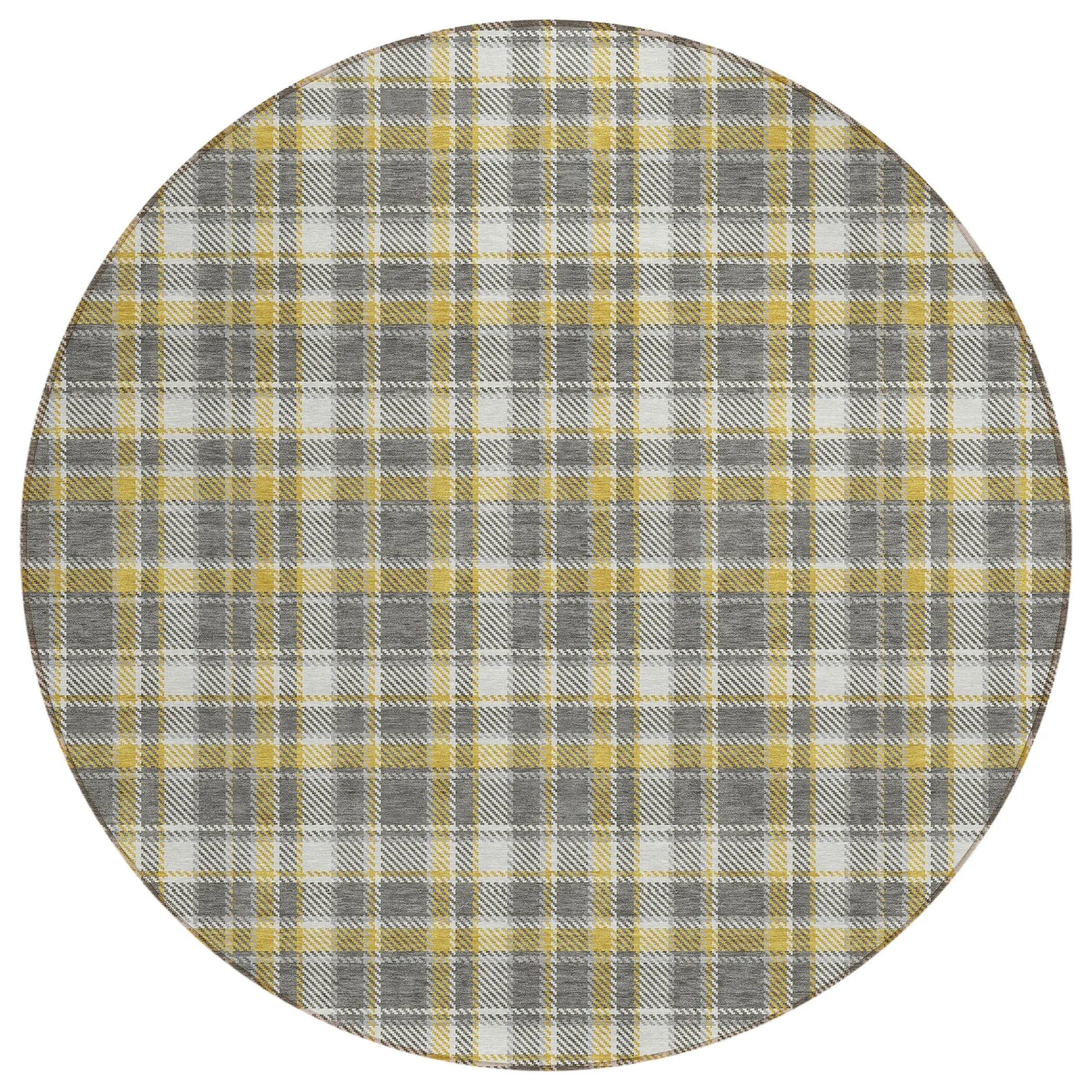 Machine Washable Indoor/ Outdoor Traditional Plaid Chantille Rug