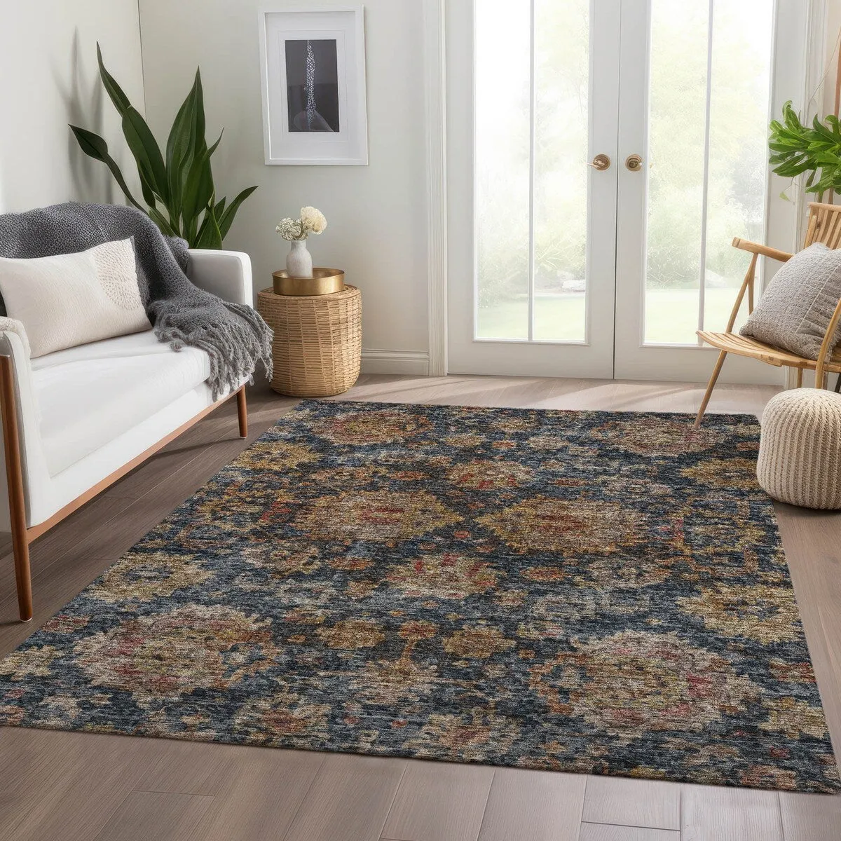Machine Washable Indoor/ Outdoor Vintage Persian Chantille Rug