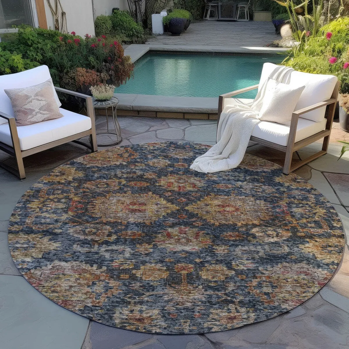 Machine Washable Indoor/ Outdoor Vintage Persian Chantille Rug