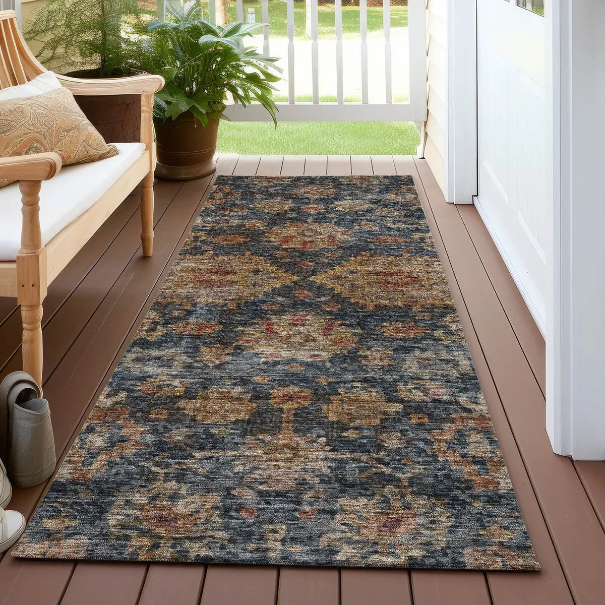 Machine Washable Indoor/ Outdoor Vintage Persian Chantille Rug