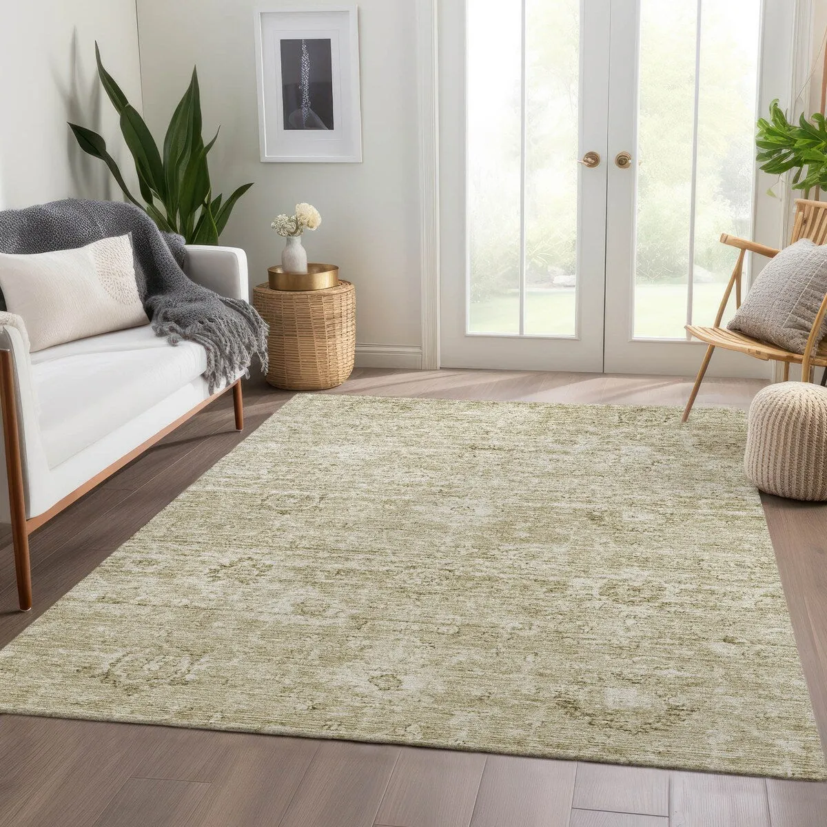 Machine Washable Indoor/ Outdoor Vintage Traditional Chantille Rug