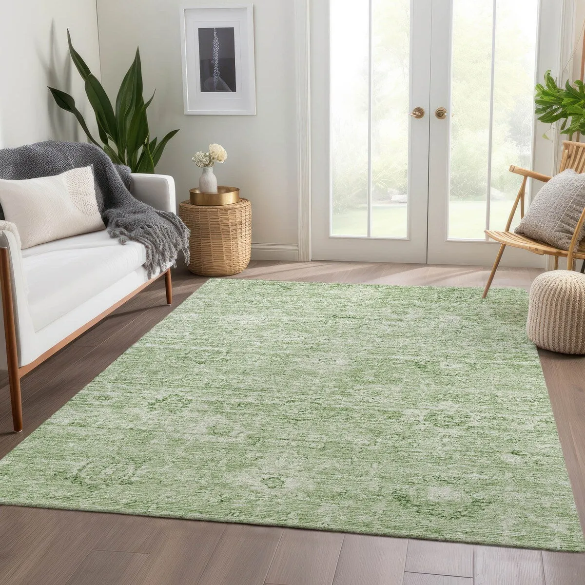 Machine Washable Indoor/ Outdoor Vintage Traditional Chantille Rug