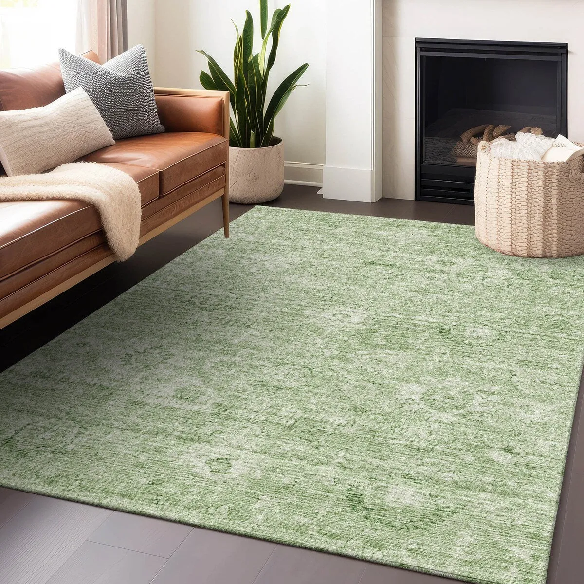 Machine Washable Indoor/ Outdoor Vintage Traditional Chantille Rug