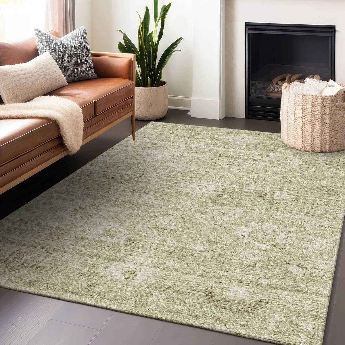 Machine Washable Indoor/ Outdoor Vintage Traditional Chantille Rug