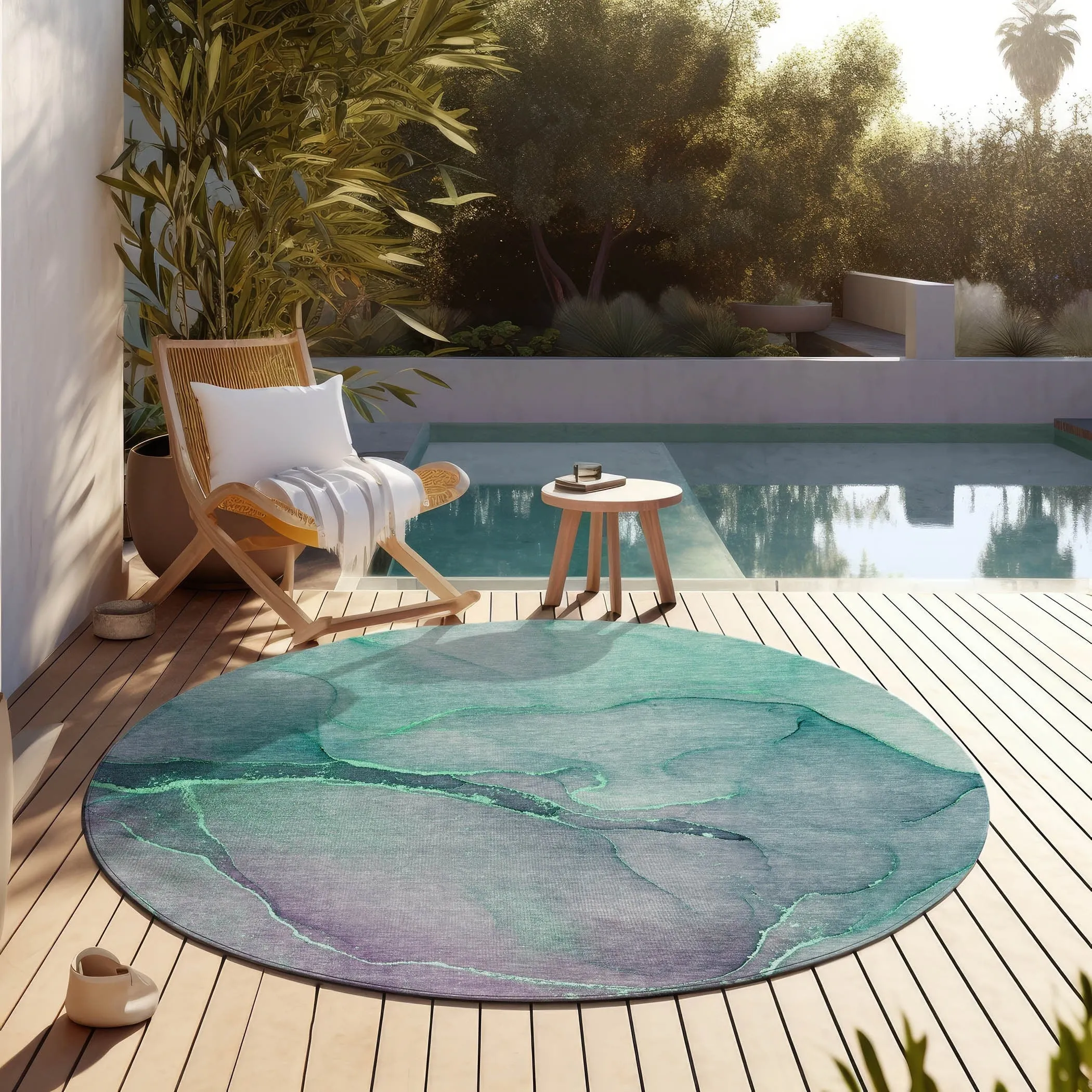 Machine Washable Indoor/ Outdoor Watercolor Chantille Rug