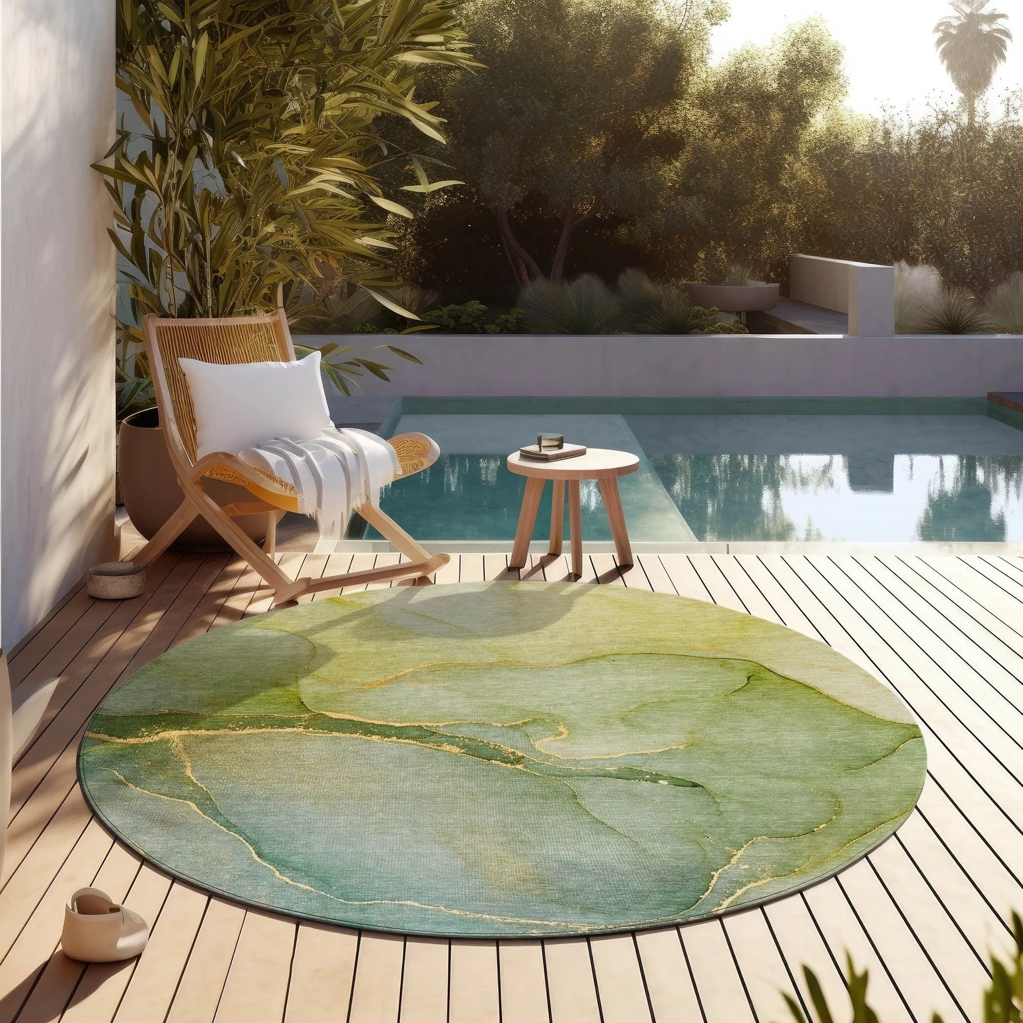 Machine Washable Indoor/ Outdoor Watercolor Chantille Rug
