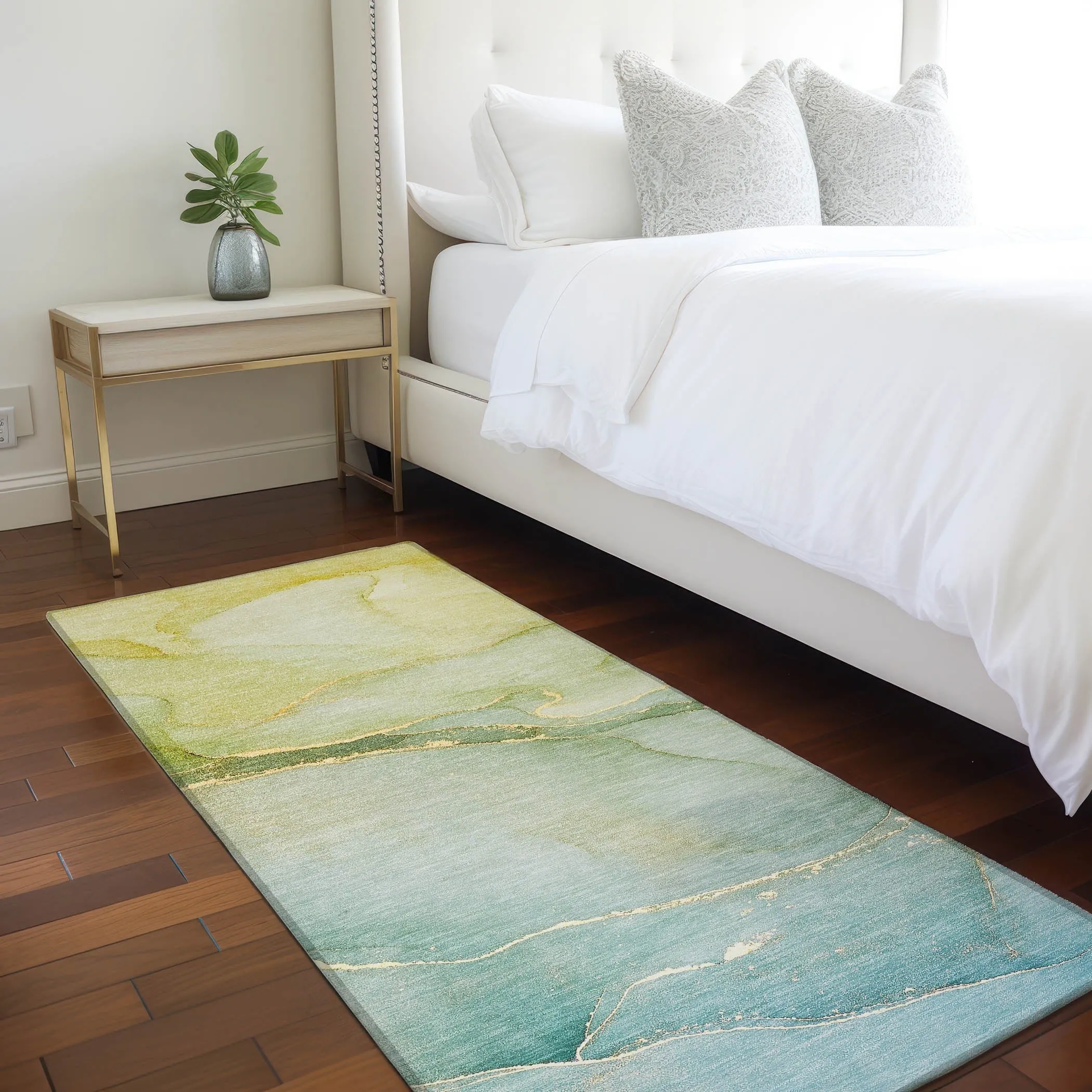Machine Washable Indoor/ Outdoor Watercolor Chantille Rug