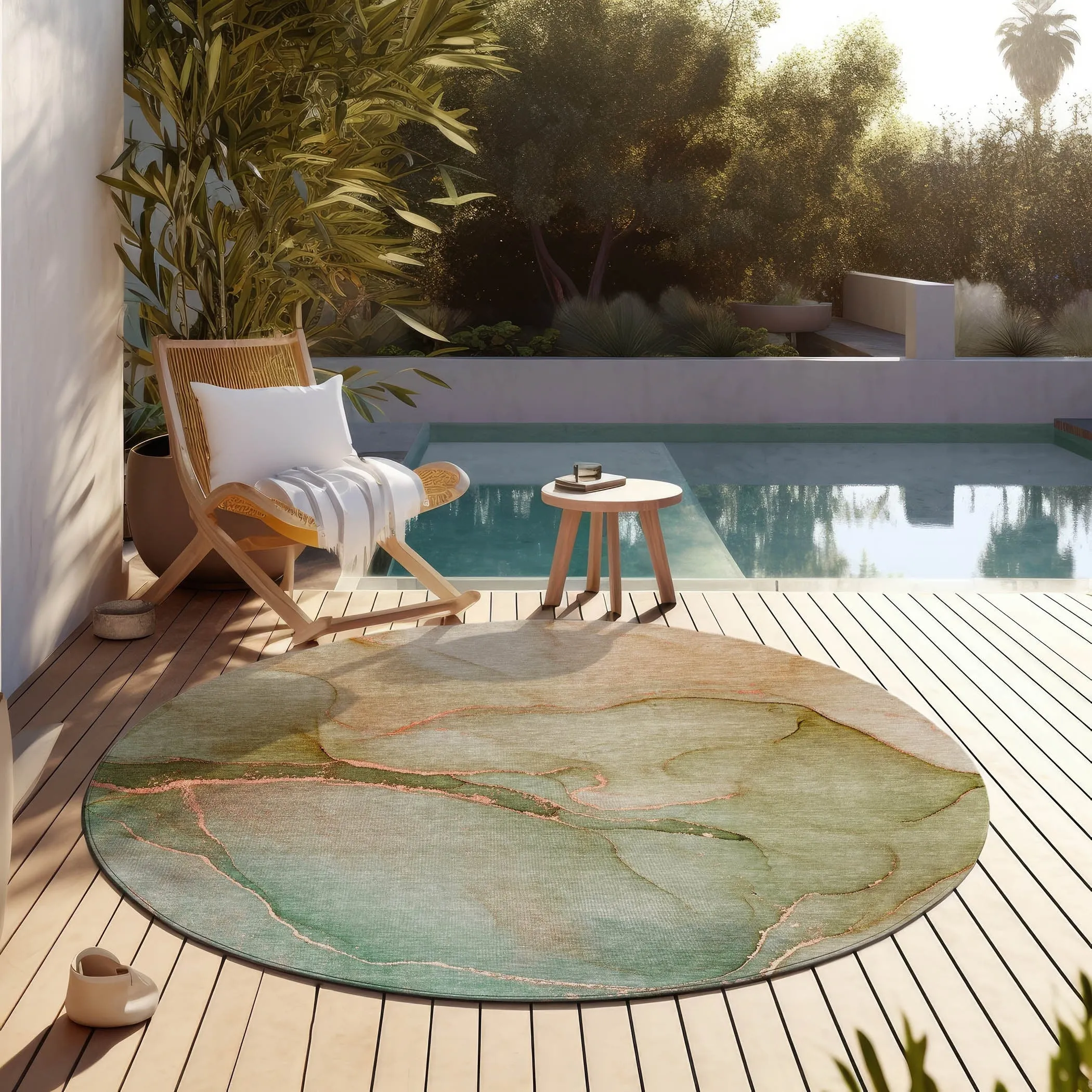 Machine Washable Indoor/ Outdoor Watercolor Chantille Rug