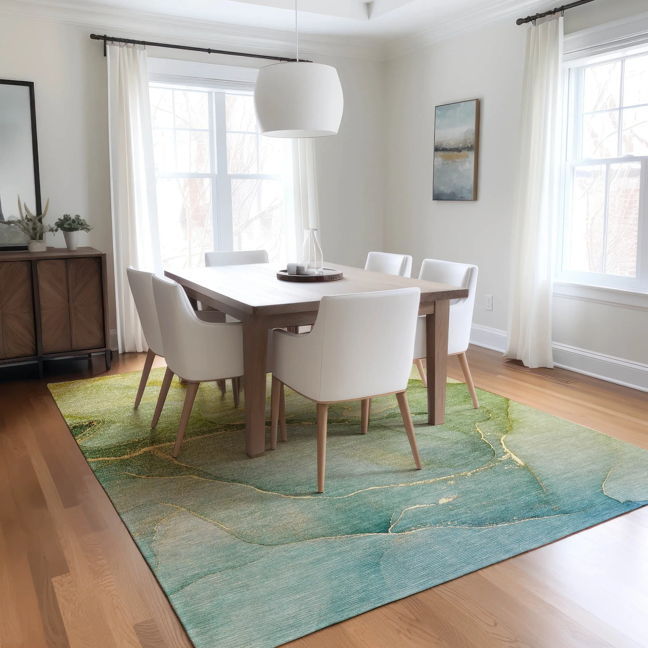 Machine Washable Indoor/ Outdoor Watercolor Chantille Rug