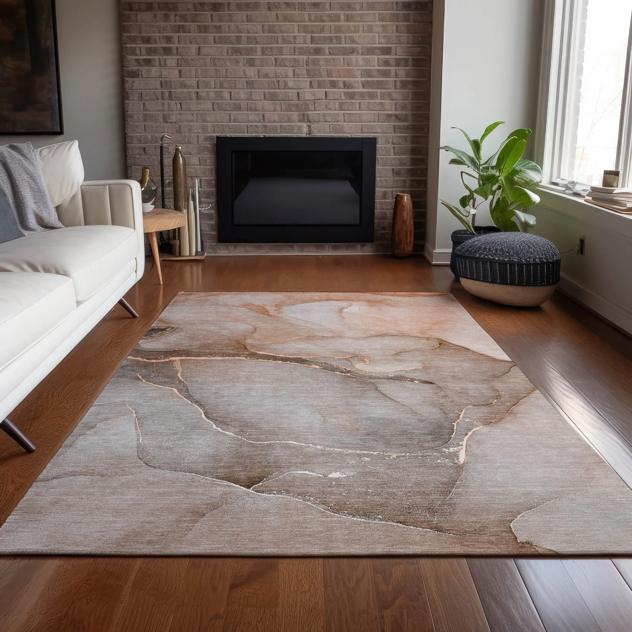 Machine Washable Indoor/ Outdoor Watercolor Chantille Rug