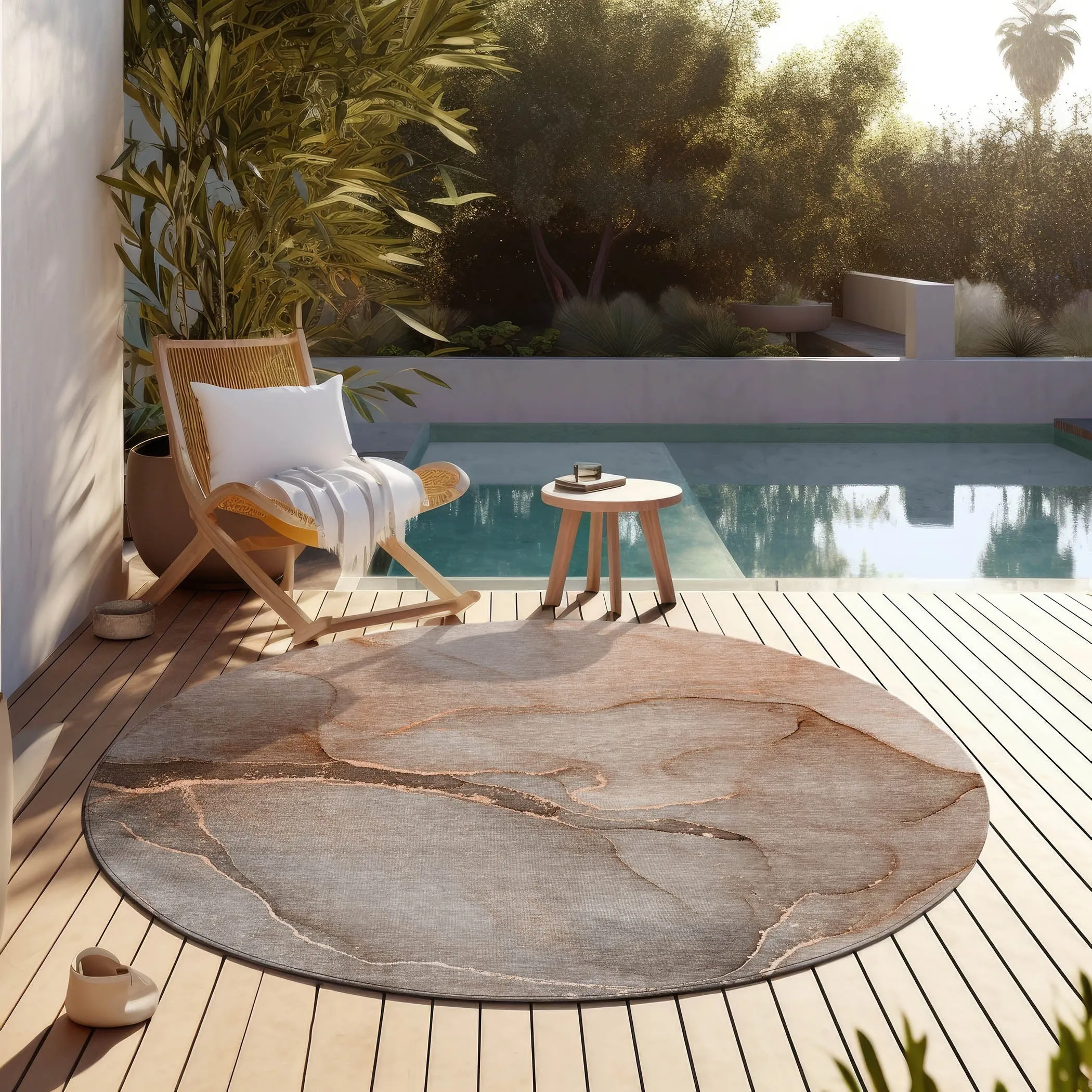 Machine Washable Indoor/ Outdoor Watercolor Chantille Rug