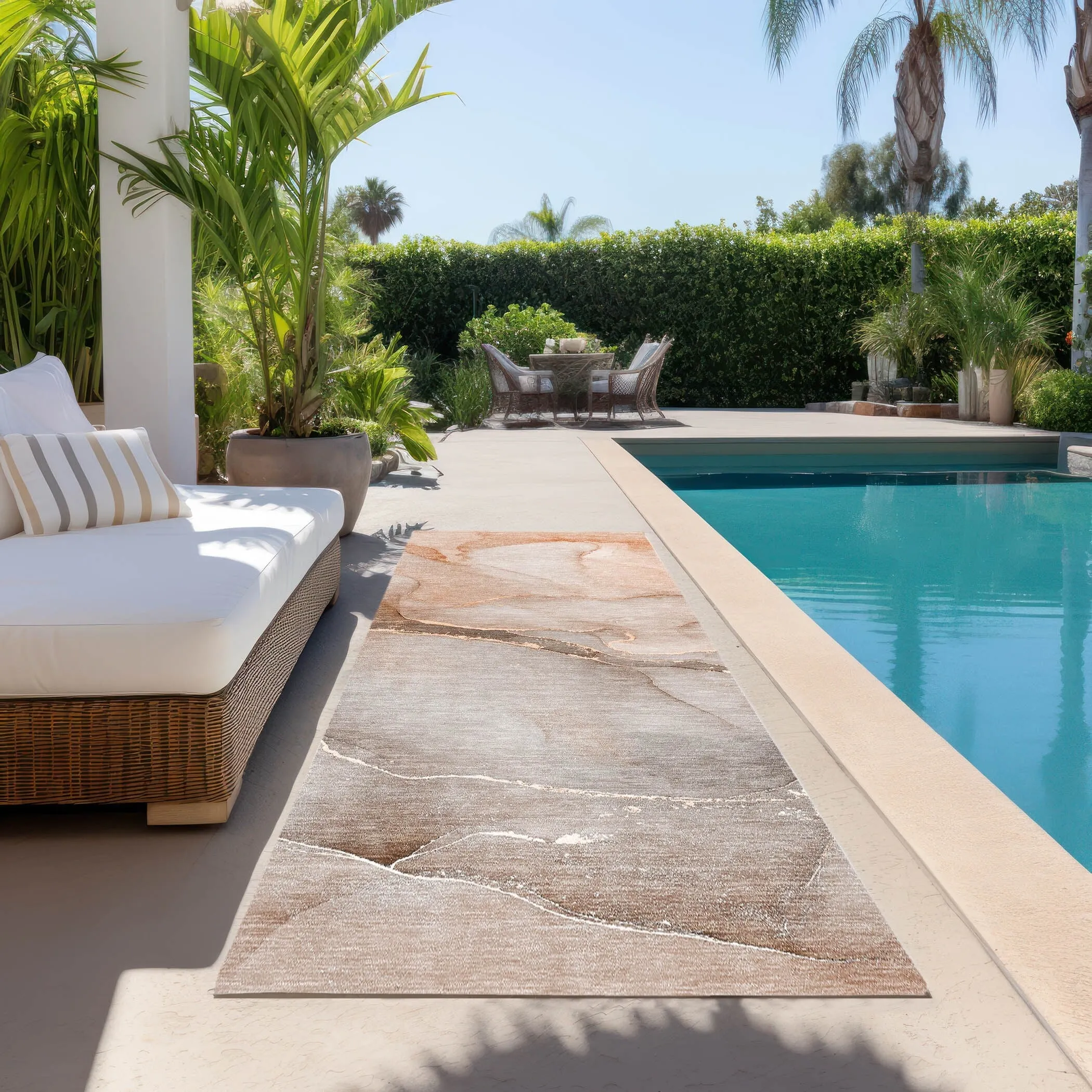 Machine Washable Indoor/ Outdoor Watercolor Chantille Rug