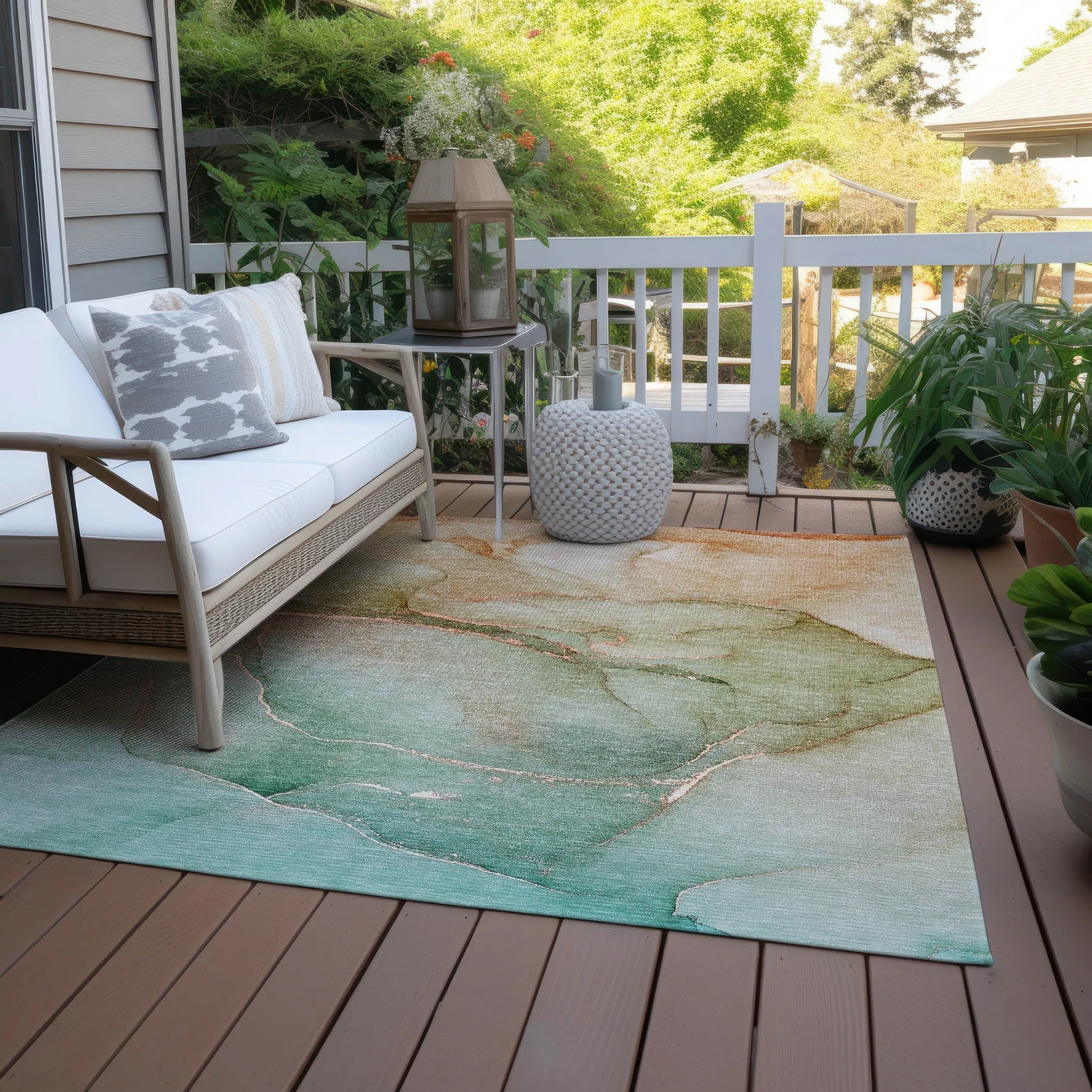 Machine Washable Indoor/ Outdoor Watercolor Chantille Rug