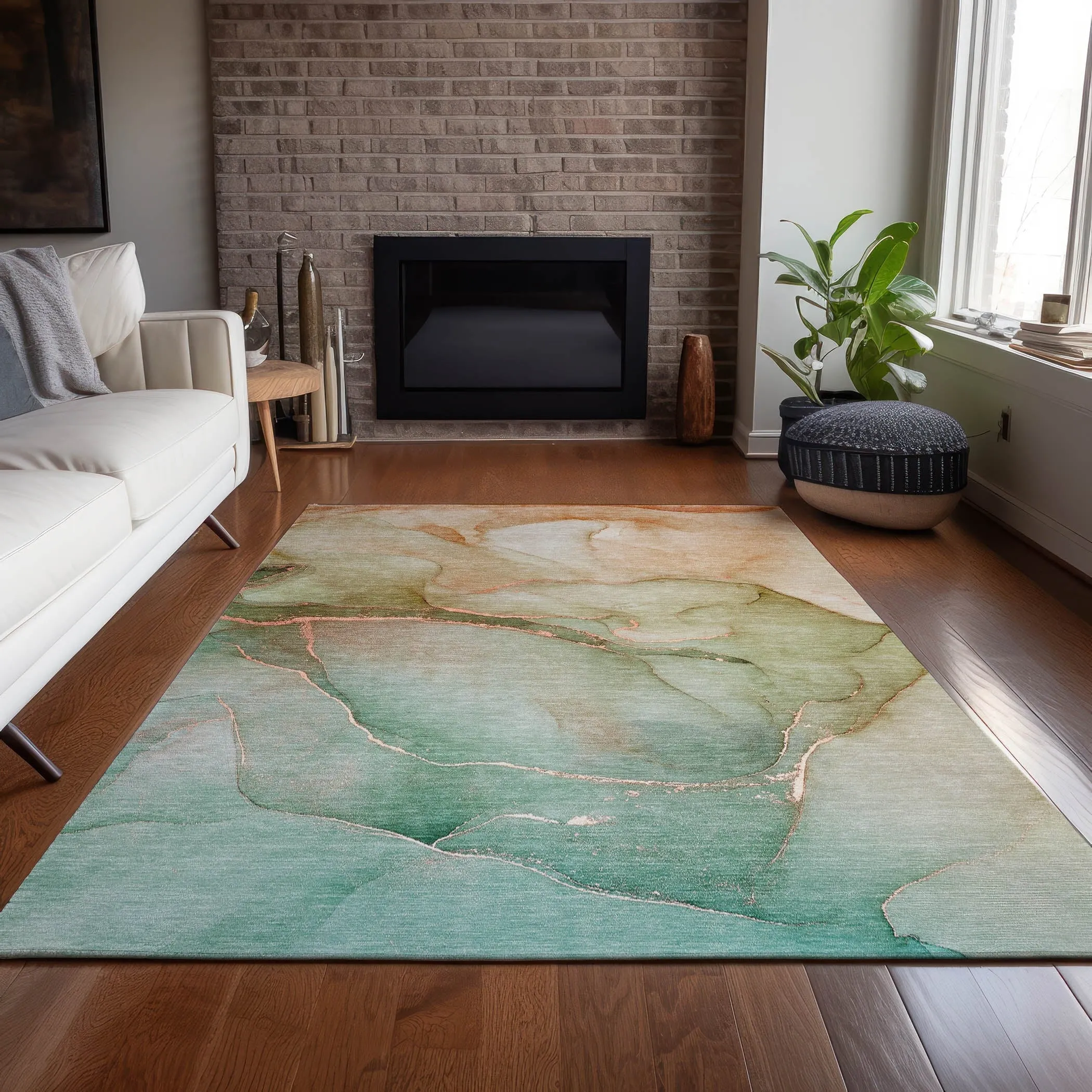 Machine Washable Indoor/ Outdoor Watercolor Chantille Rug