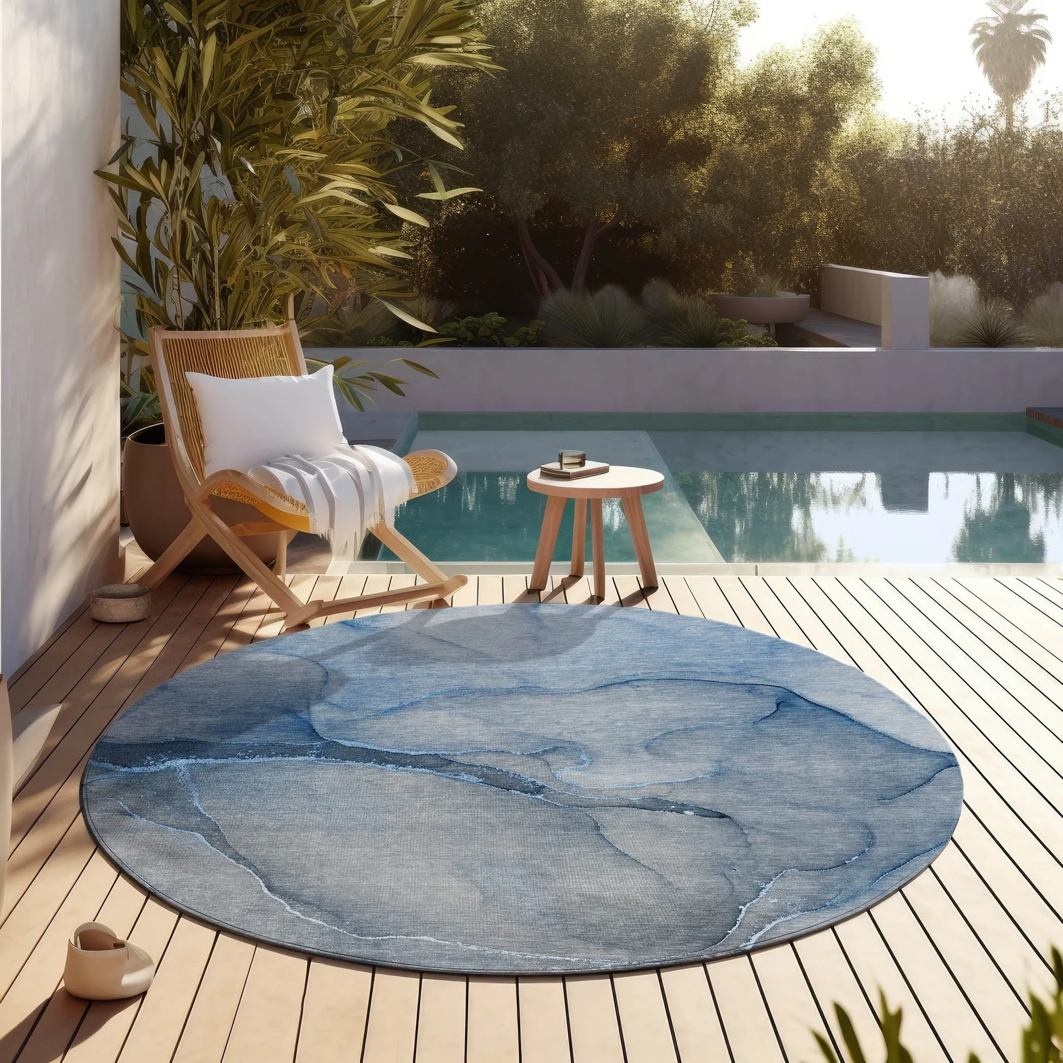 Machine Washable Indoor/ Outdoor Watercolor Chantille Rug