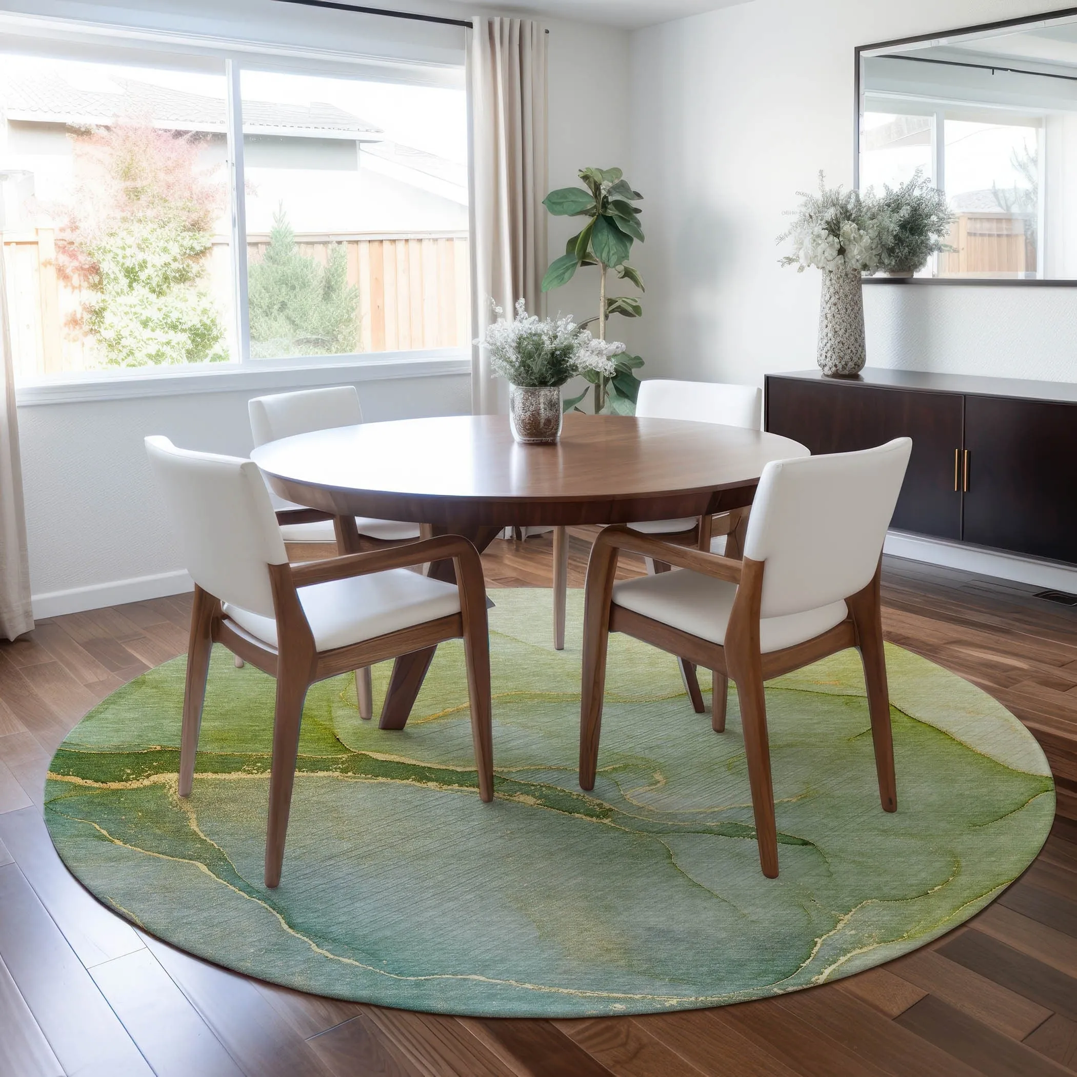 Machine Washable Indoor/ Outdoor Watercolor Chantille Rug