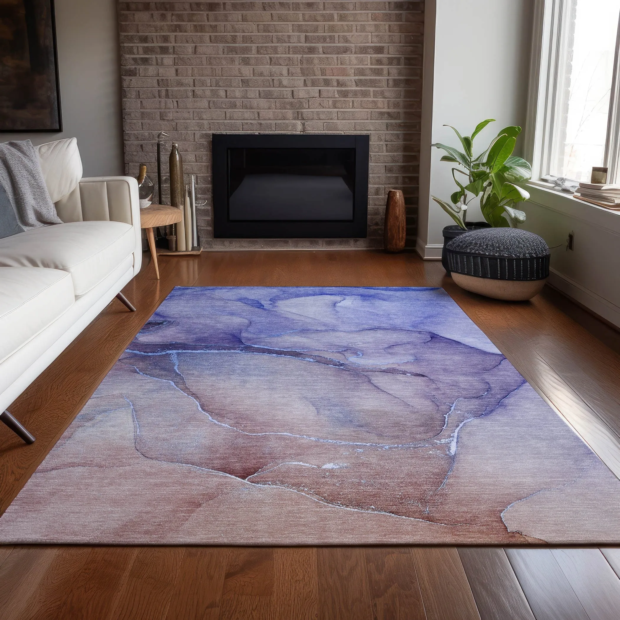 Machine Washable Indoor/ Outdoor Watercolor Chantille Rug
