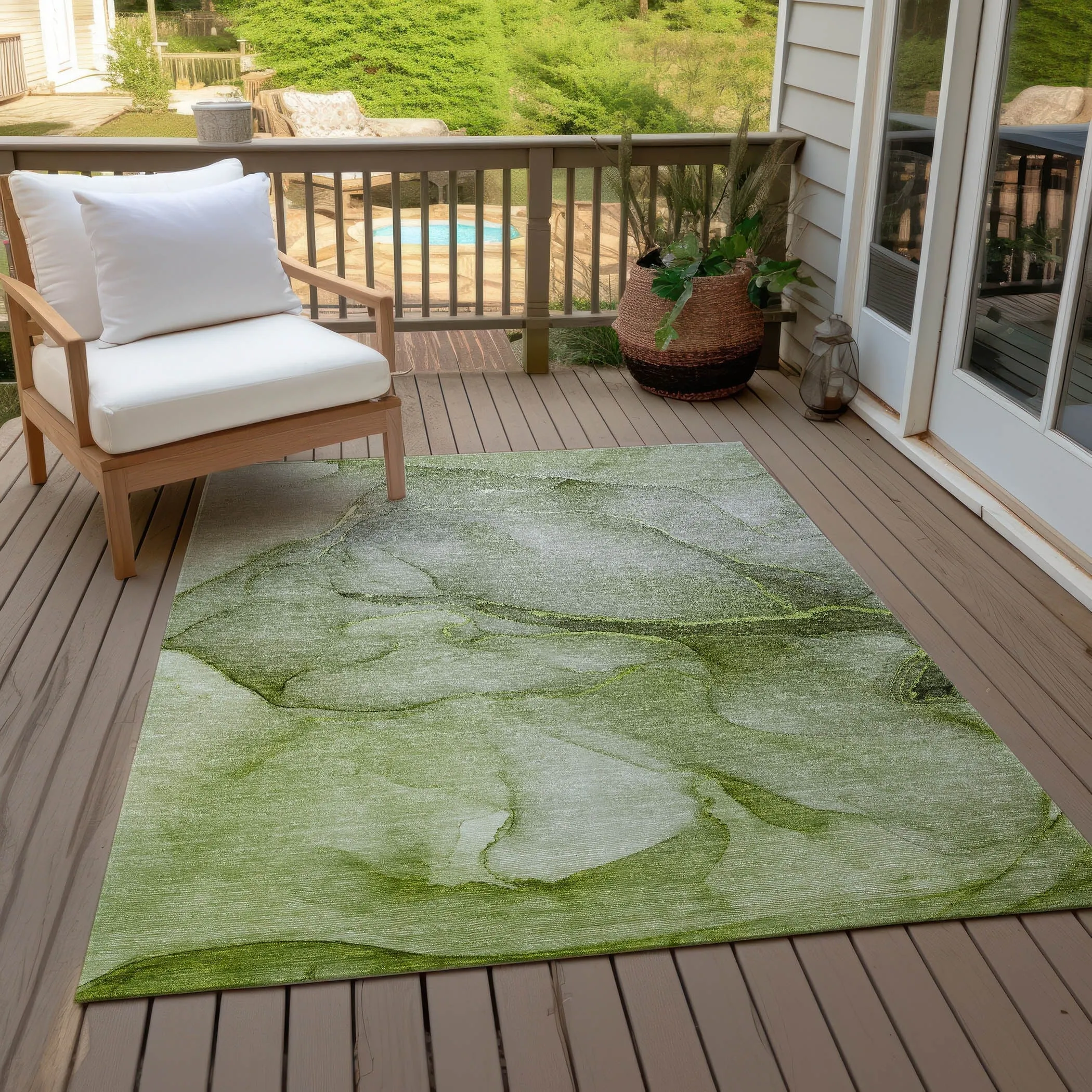 Machine Washable Indoor/ Outdoor Watercolor Chantille Rug