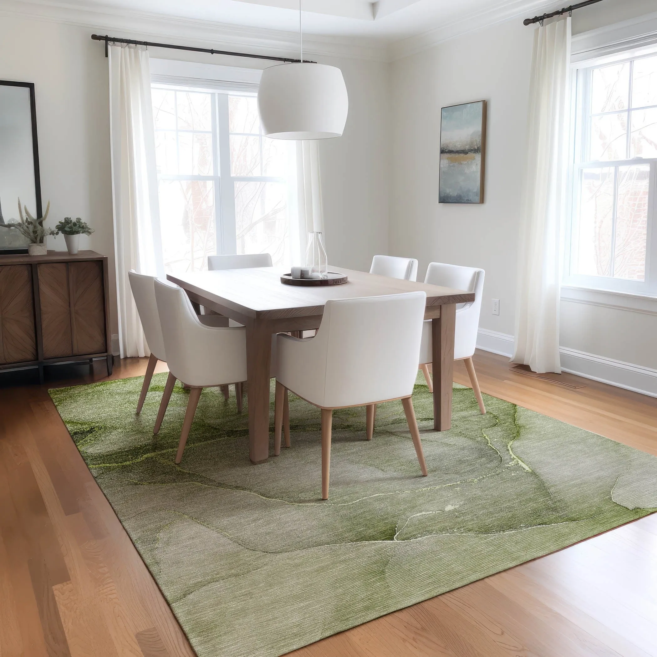 Machine Washable Indoor/ Outdoor Watercolor Chantille Rug