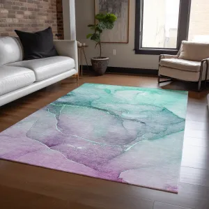 Machine Washable Indoor/ Outdoor Watercolor Chantille Rug