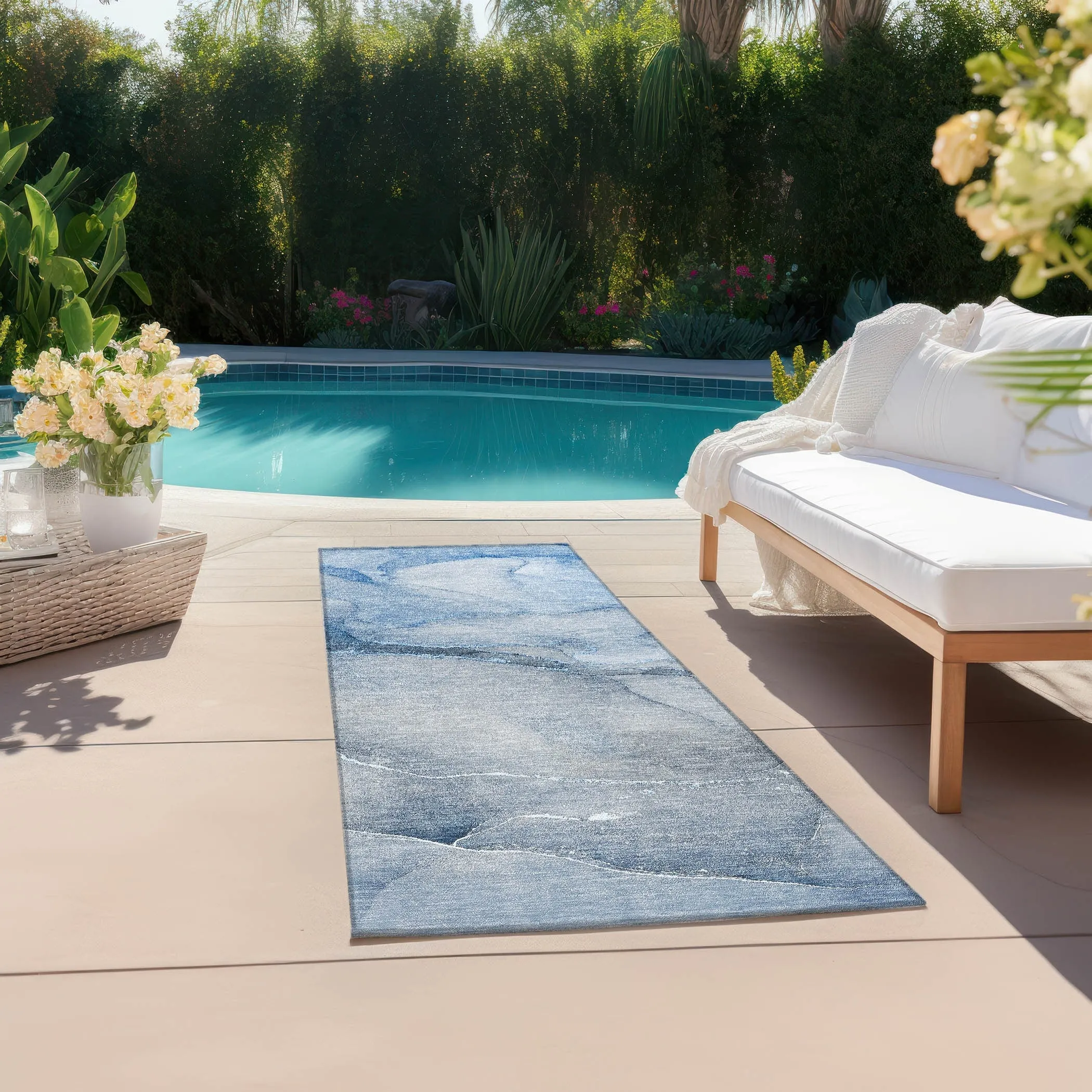 Machine Washable Indoor/ Outdoor Watercolor Chantille Rug