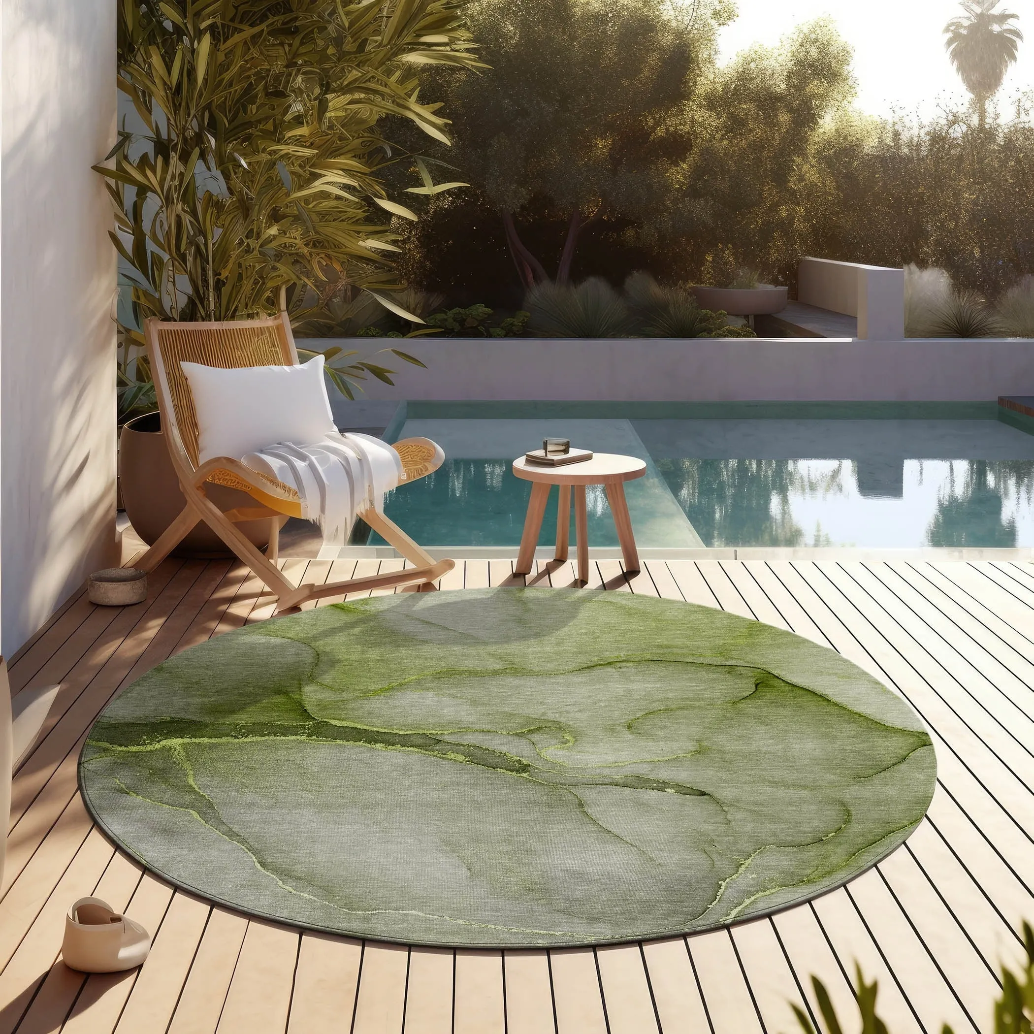 Machine Washable Indoor/ Outdoor Watercolor Chantille Rug