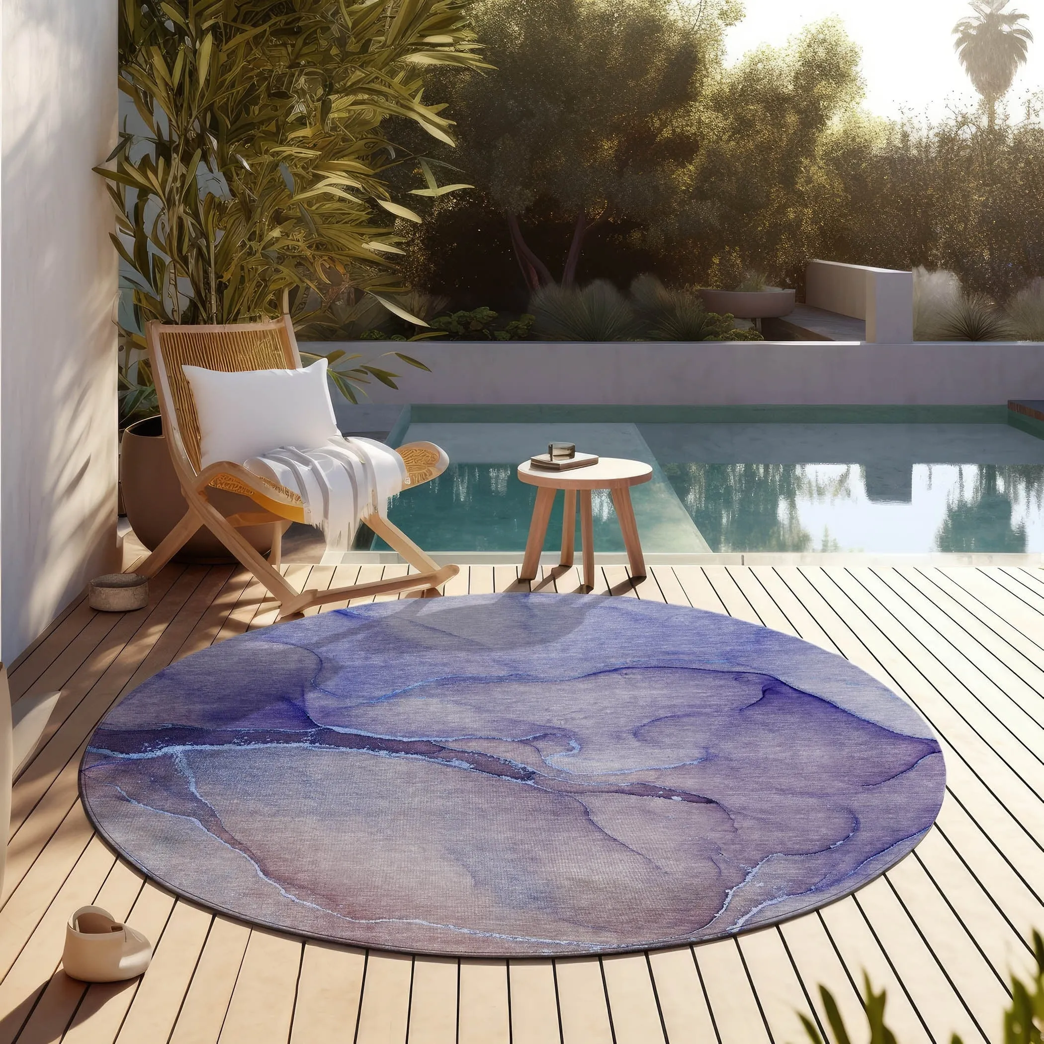 Machine Washable Indoor/ Outdoor Watercolor Chantille Rug