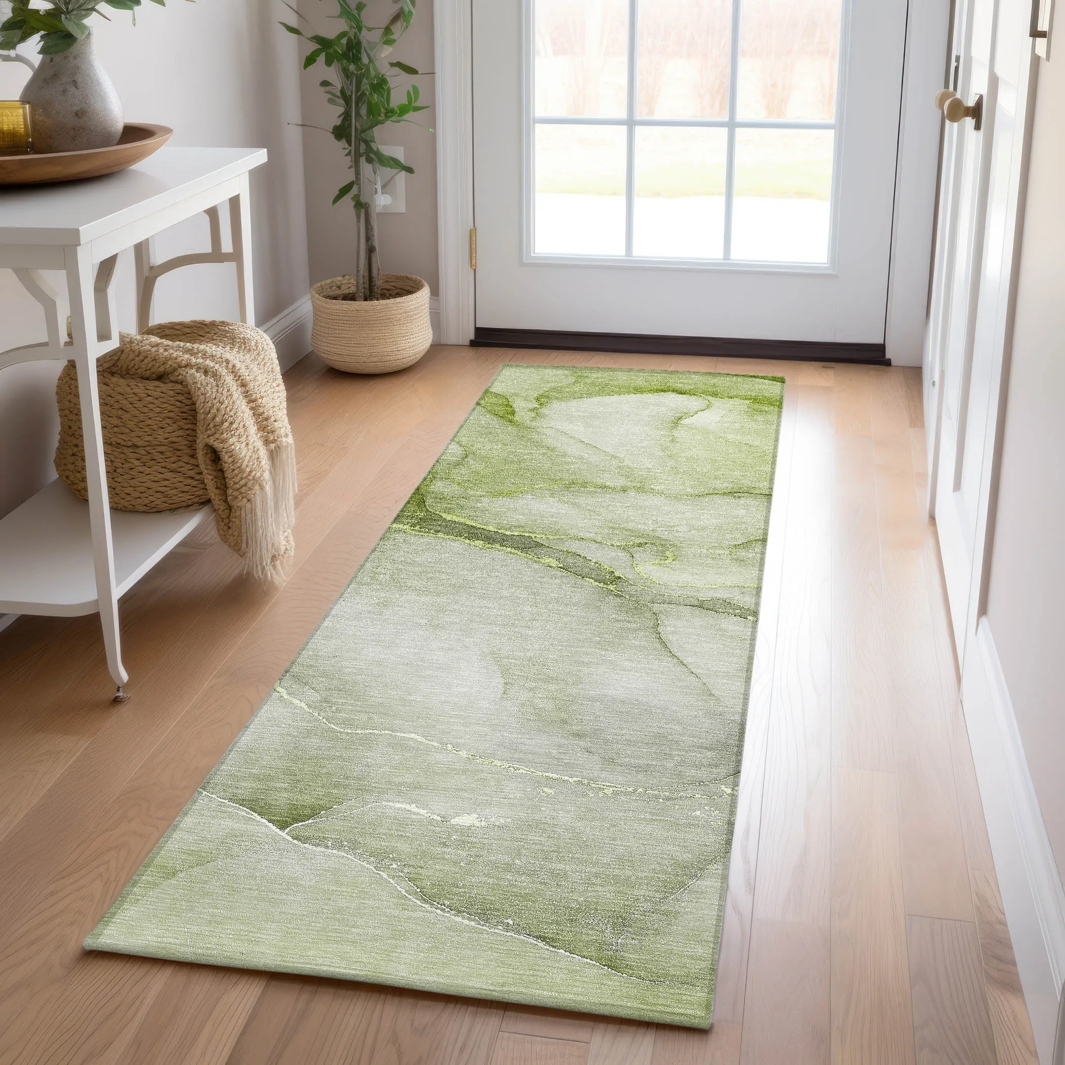 Machine Washable Indoor/ Outdoor Watercolor Chantille Rug