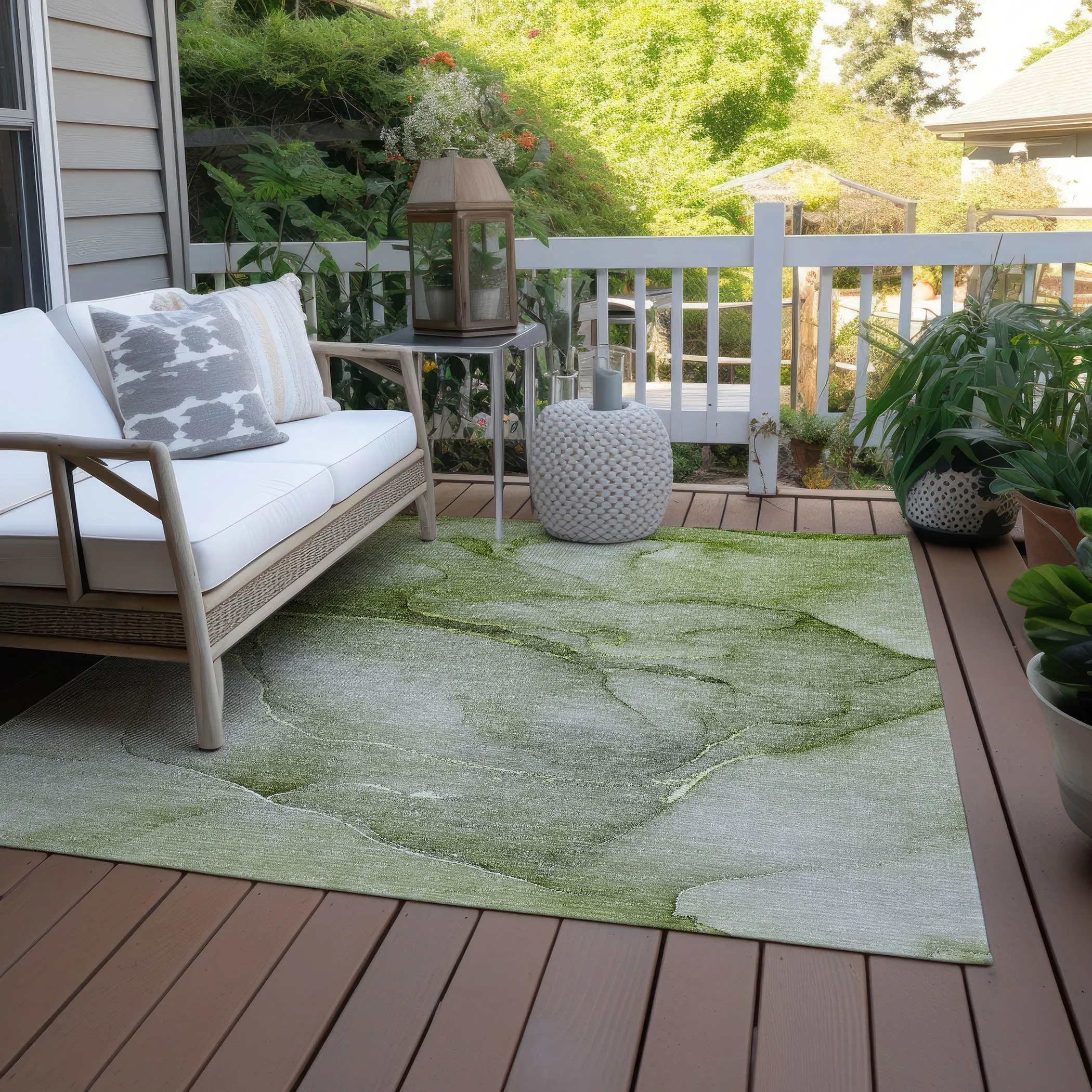 Machine Washable Indoor/ Outdoor Watercolor Chantille Rug