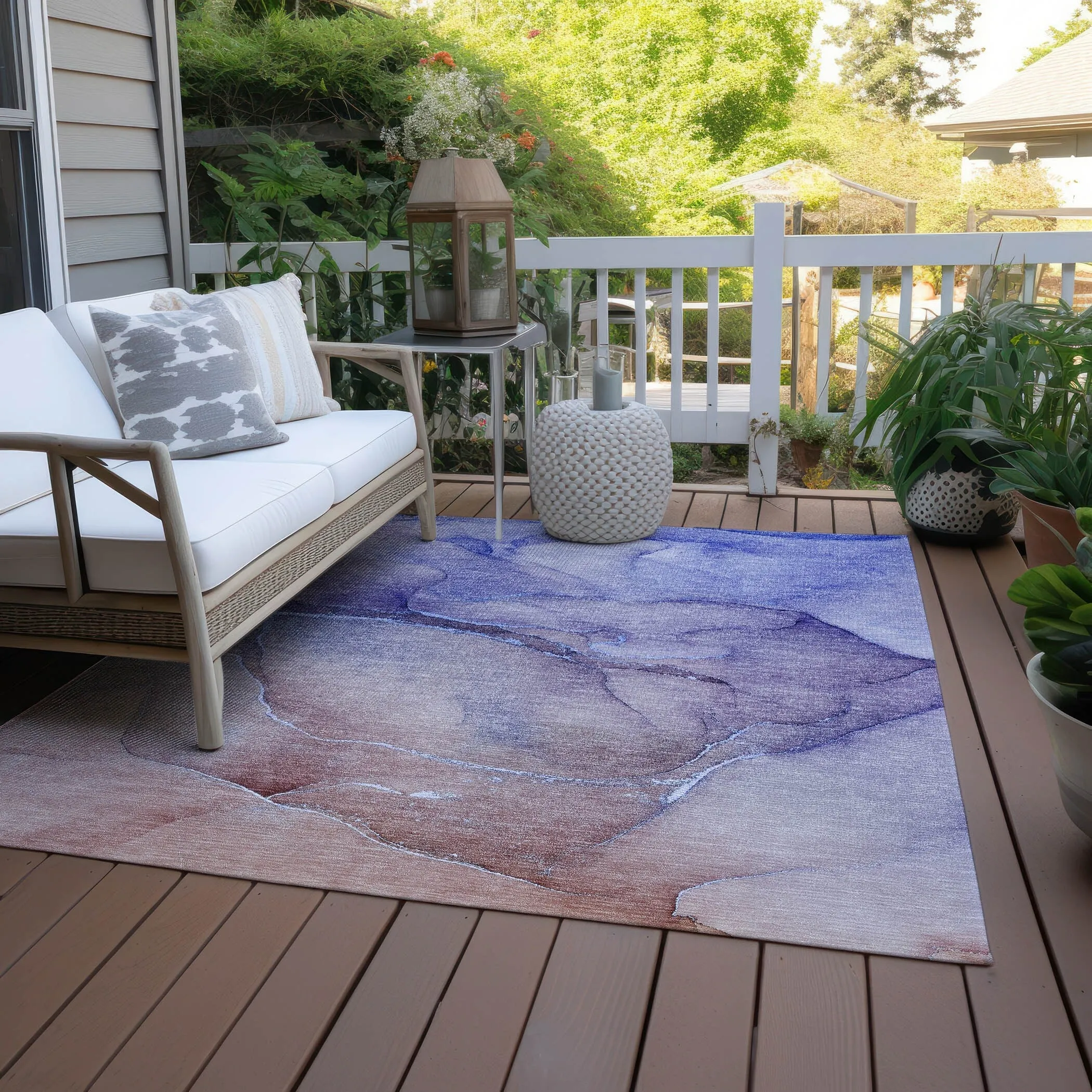 Machine Washable Indoor/ Outdoor Watercolor Chantille Rug