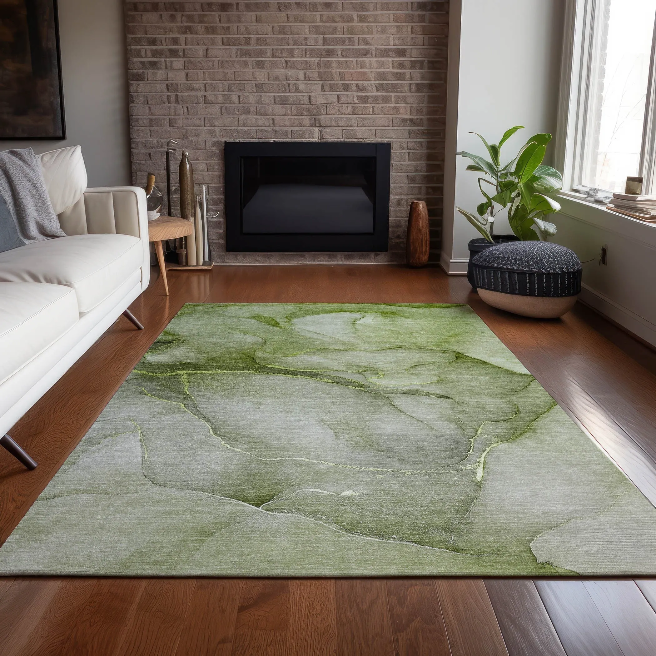 Machine Washable Indoor/ Outdoor Watercolor Chantille Rug