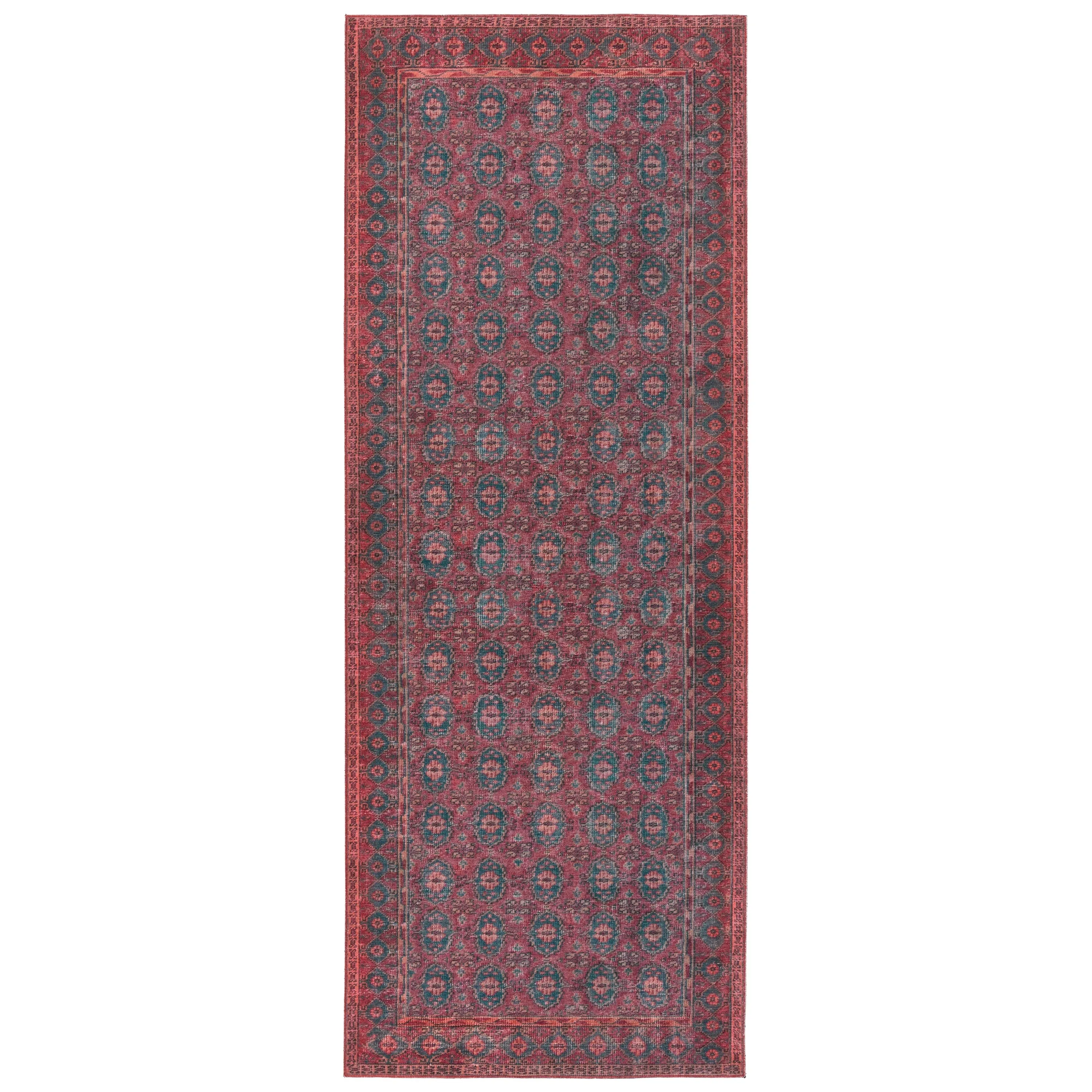 Machine Washable Kate Lester   Jaipur Living Kalinar Damask Dark Red/ Blue Area Rug