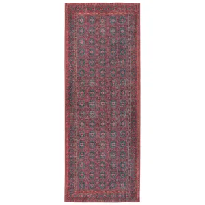 Machine Washable Kate Lester   Jaipur Living Kalinar Damask Dark Red/ Blue Area Rug